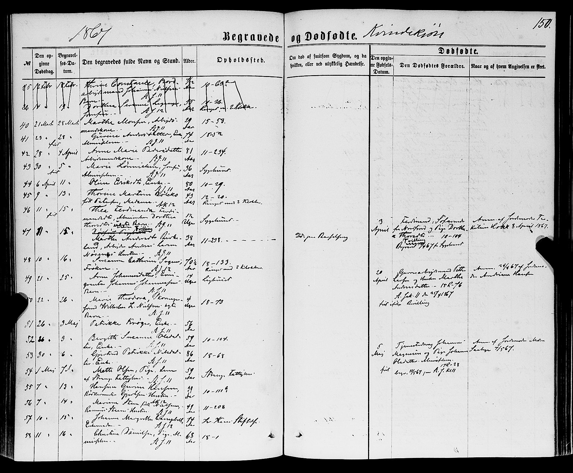 Domkirken sokneprestembete, AV/SAB-A-74801/H/Haa/L0042: Parish register (official) no. E 3, 1863-1876, p. 150