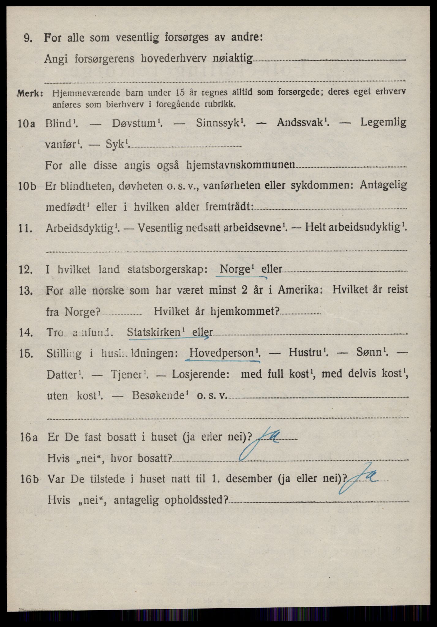 SAT, 1920 census for Vestnes, 1920, p. 3136
