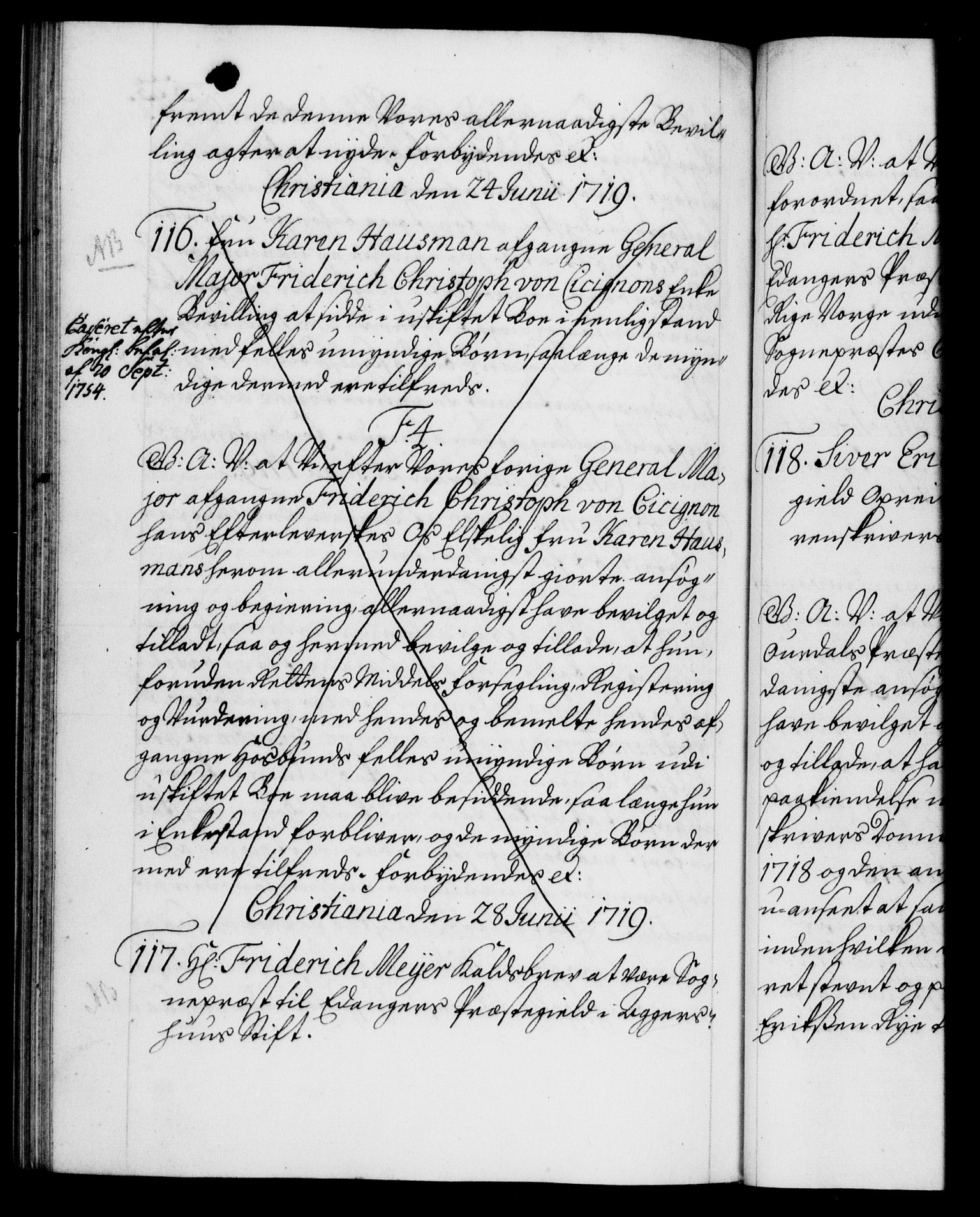 Danske Kanselli 1572-1799, AV/RA-EA-3023/F/Fc/Fca/Fcaa/L0022: Norske registre, 1716-1719, p. 523b