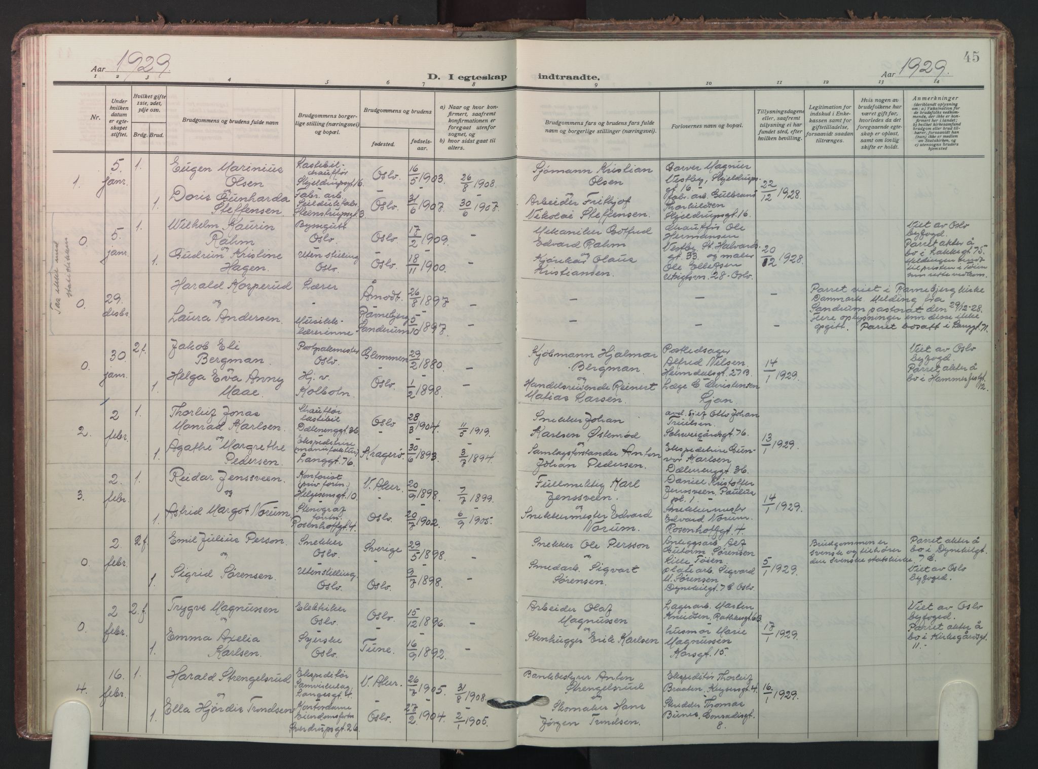 Petrus prestekontor Kirkebøker, AV/SAO-A-10872/F/Fa/L0016: Parish register (official) no. 16, 1925-1936, p. 45