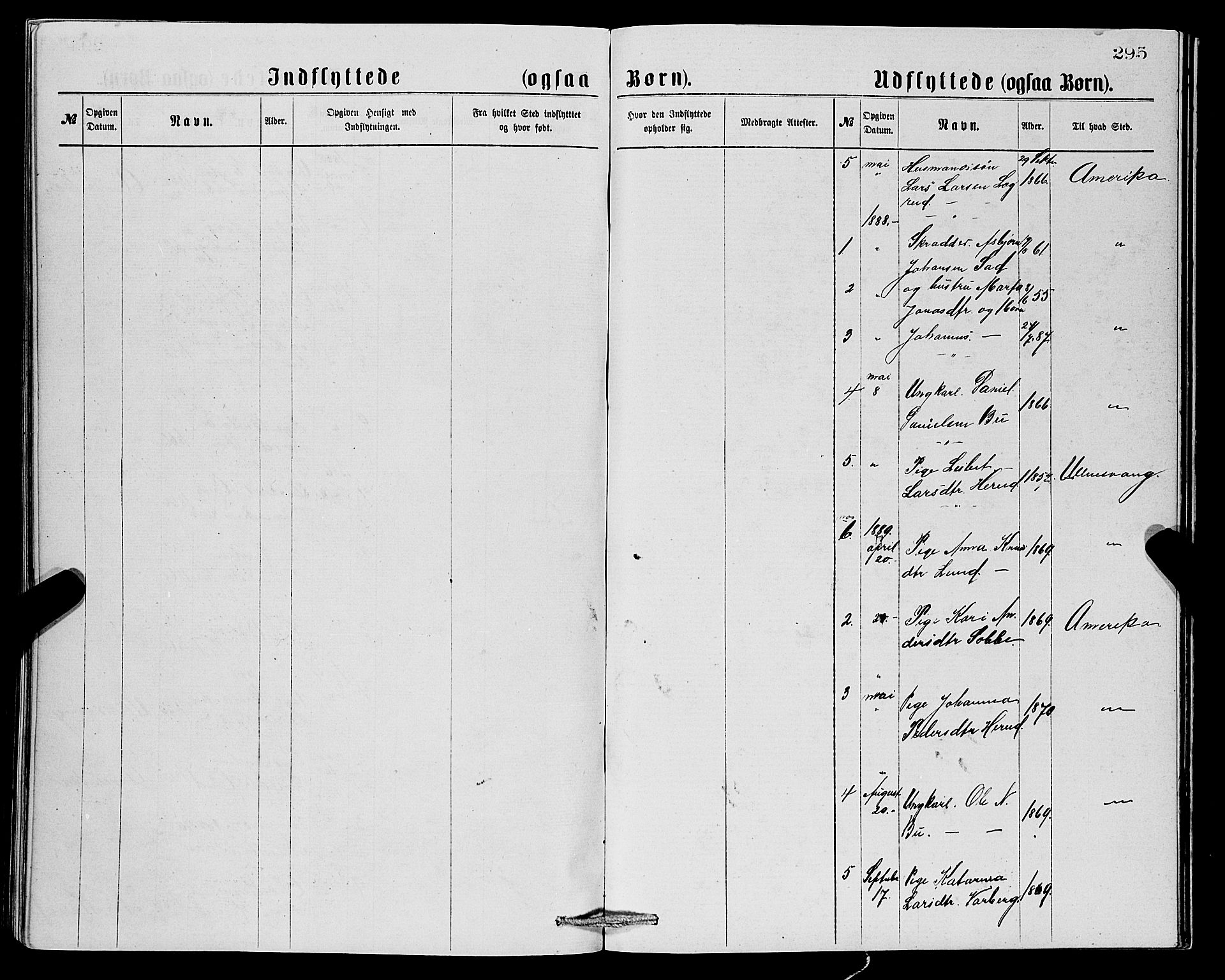 Ullensvang sokneprestembete, SAB/A-78701/H/Hab: Parish register (copy) no. C 2, 1871-1899, p. 295
