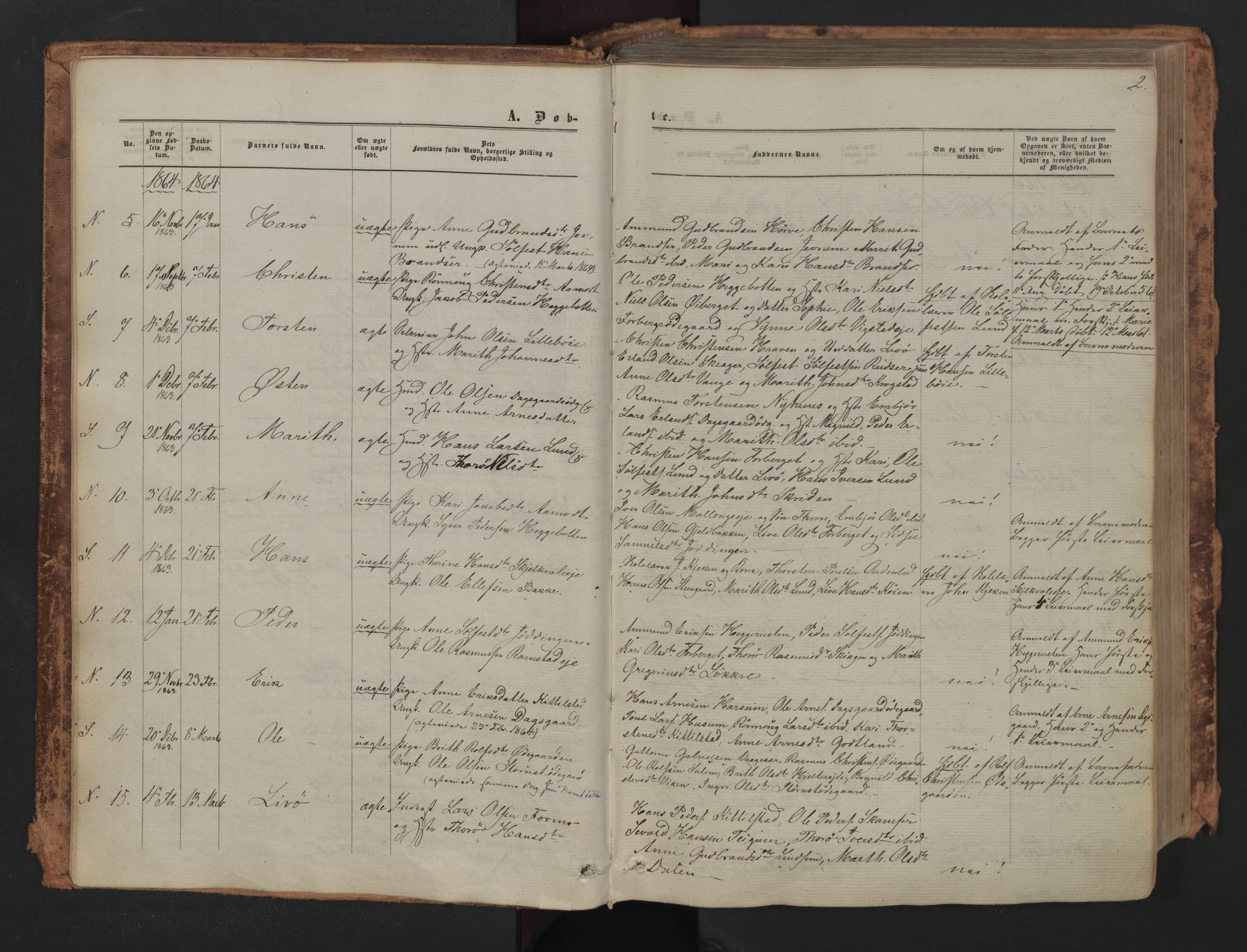 Skjåk prestekontor, SAH/PREST-072/H/Ha/Haa/L0001: Parish register (official) no. 1, 1863-1879, p. 2