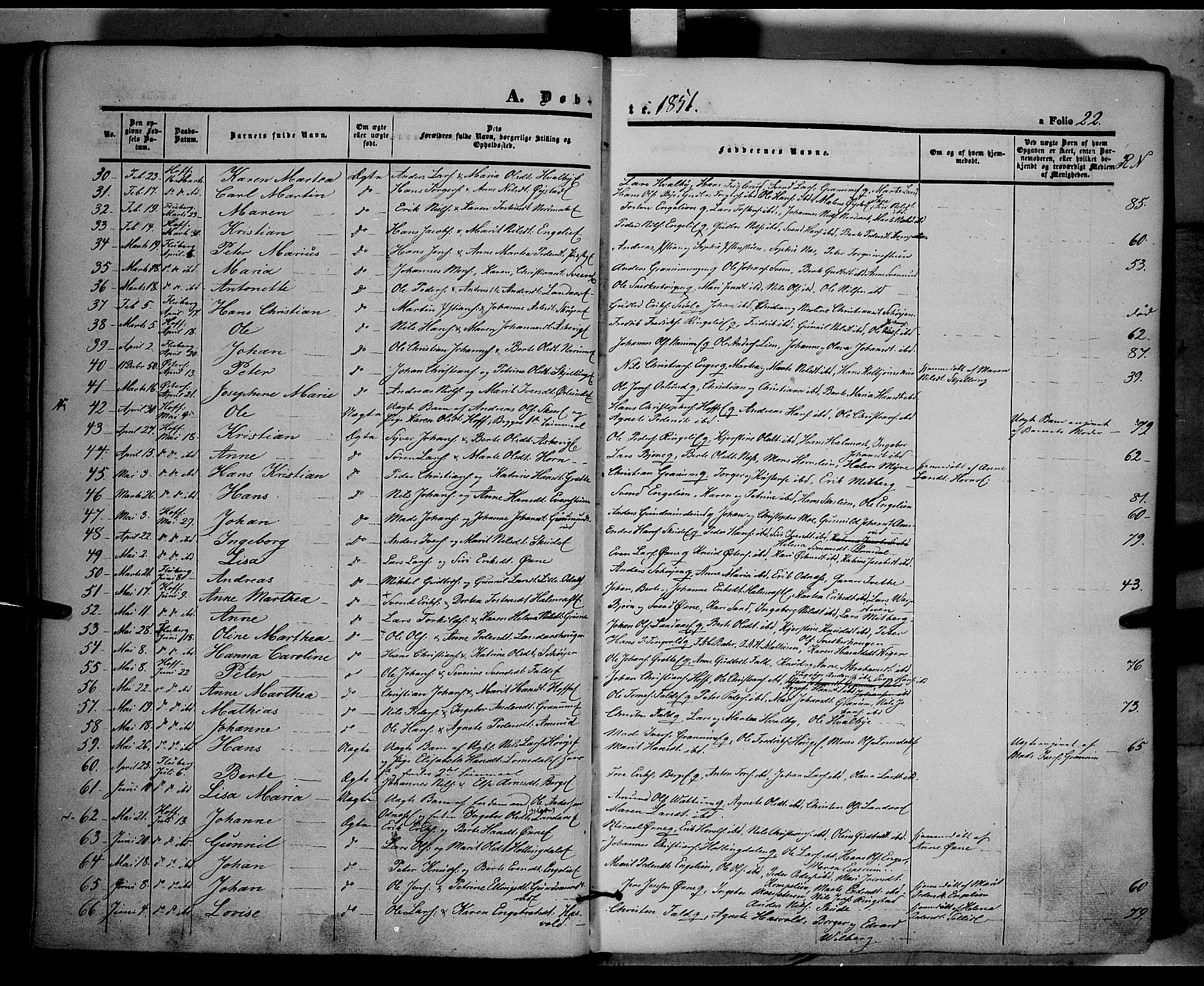 Land prestekontor, AV/SAH-PREST-120/H/Ha/Haa/L0009: Parish register (official) no. 9, 1847-1859, p. 22