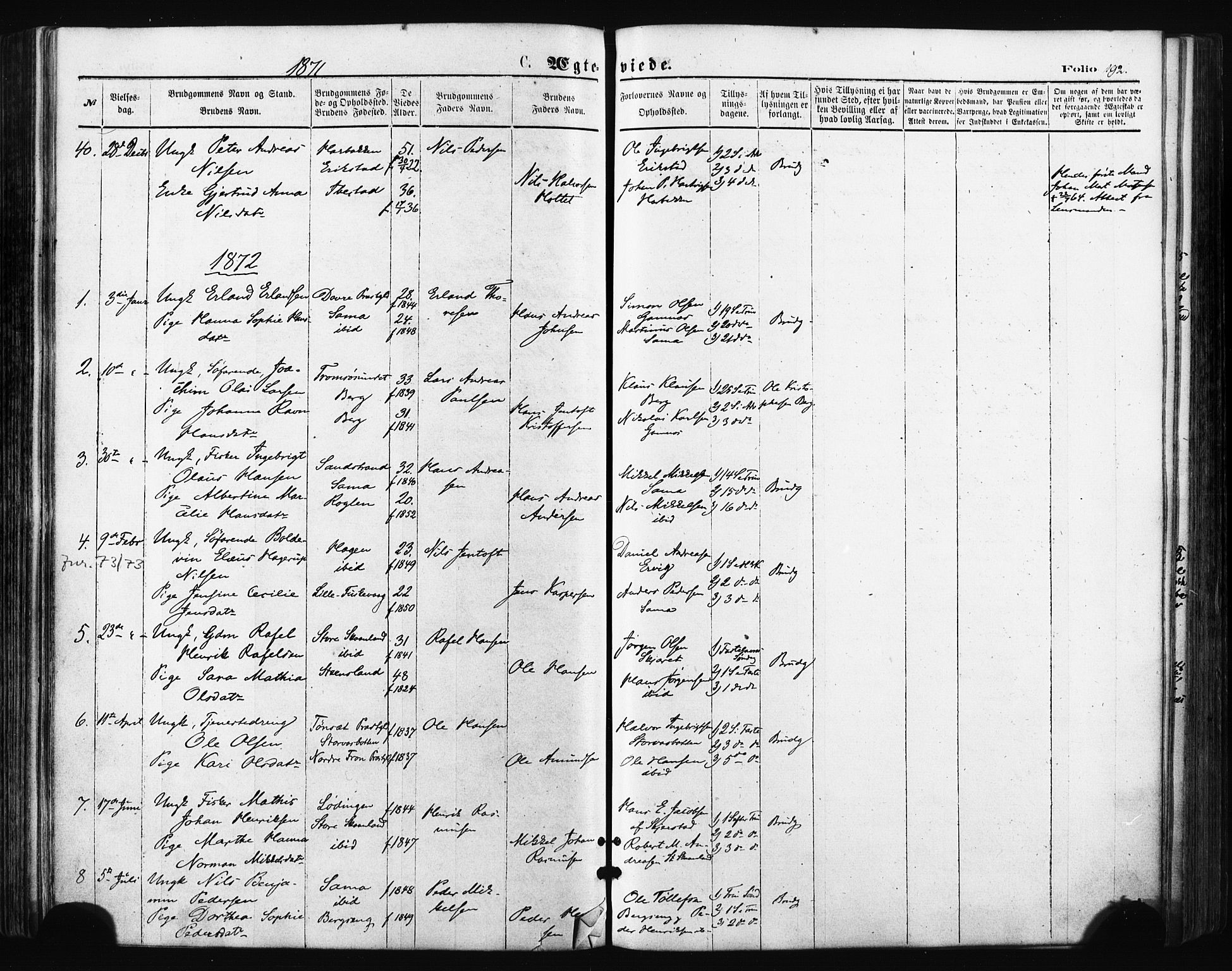 Trondenes sokneprestkontor, SATØ/S-1319/H/Ha/L0013kirke: Parish register (official) no. 13, 1870-1878, p. 192