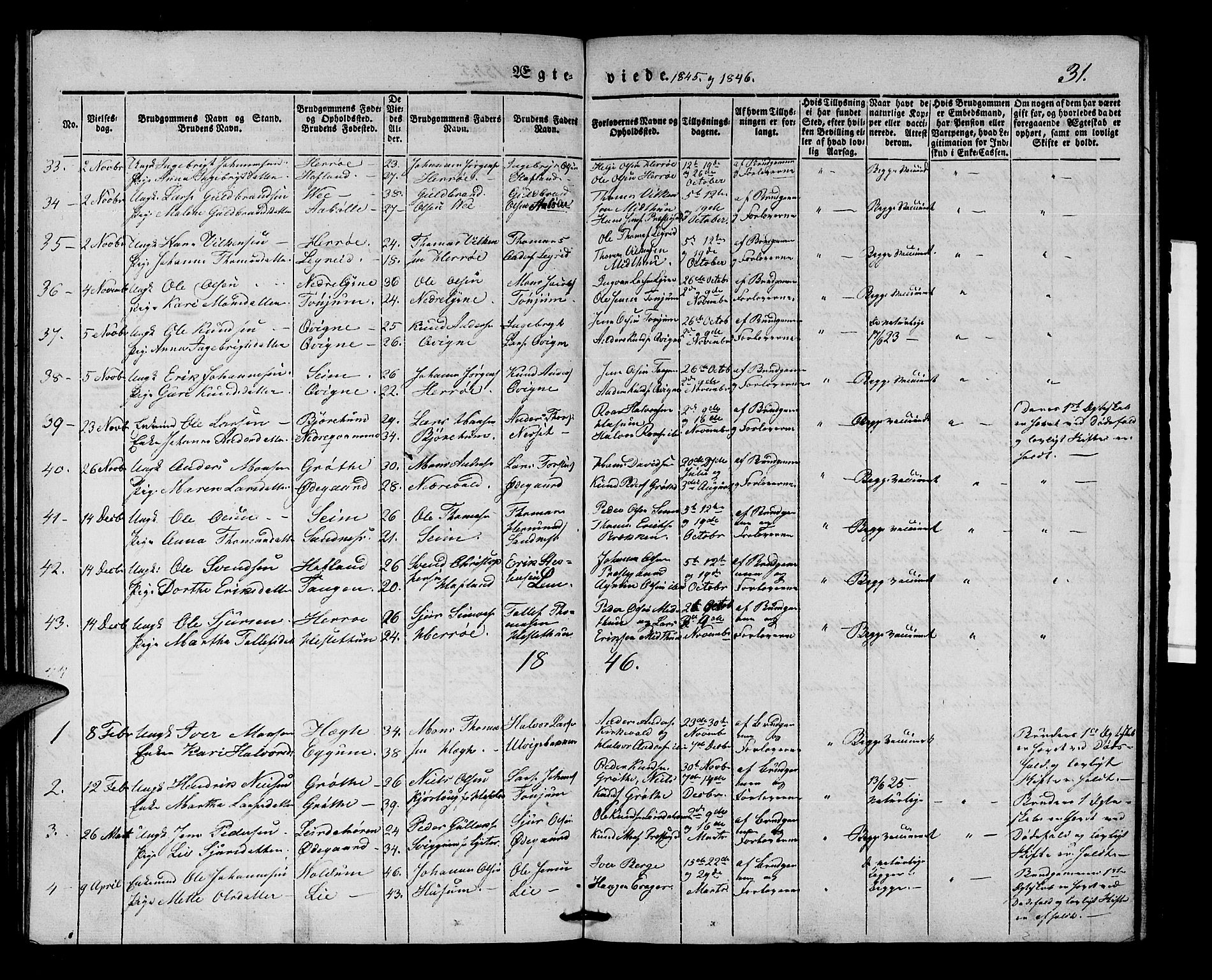 Lærdal sokneprestembete, SAB/A-81201: Parish register (official) no. A 8, 1834-1853, p. 31