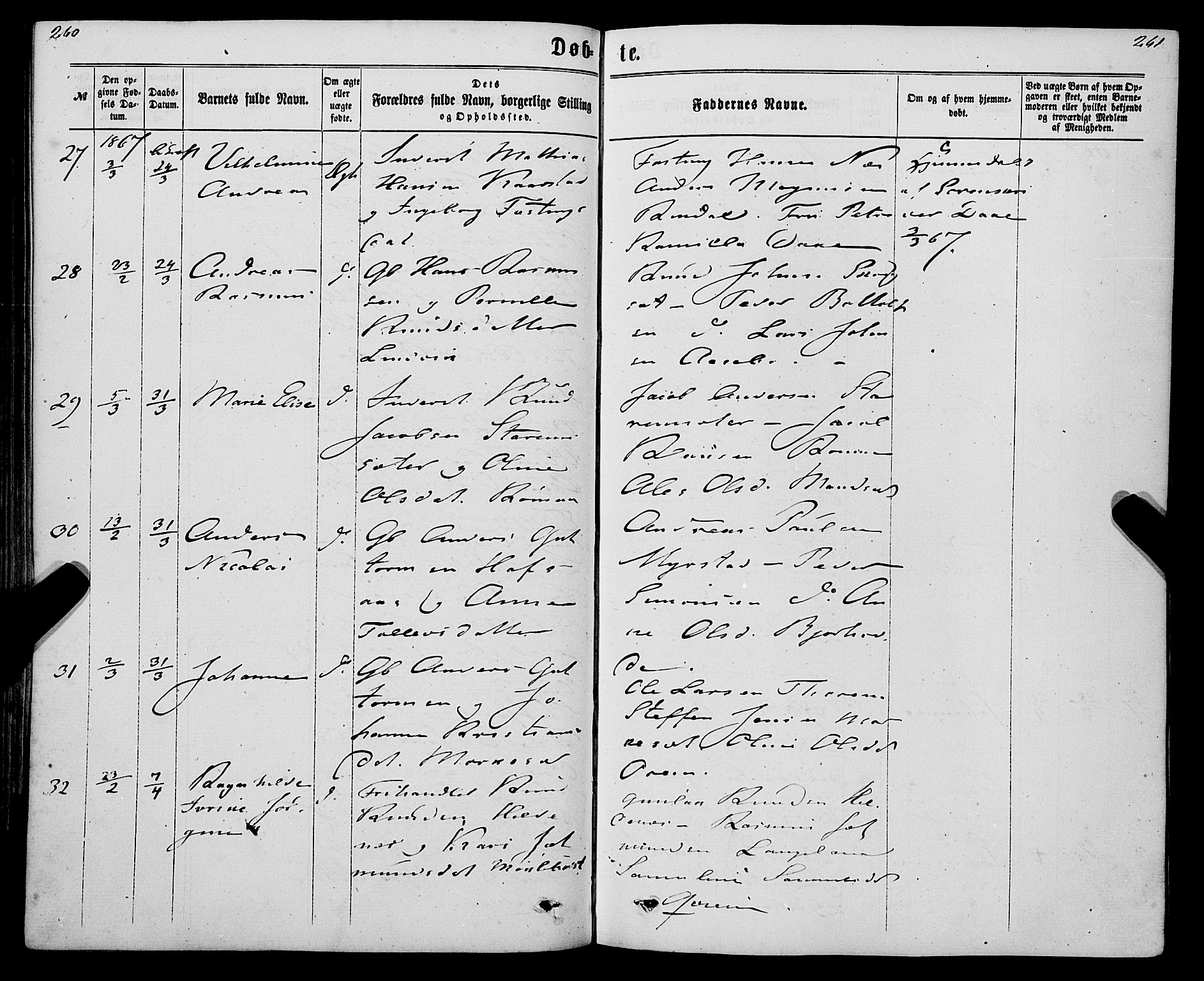 Eid sokneprestembete, AV/SAB-A-82301/H/Haa/Haaa/L0009: Parish register (official) no. A 9, 1861-1868, p. 260-261