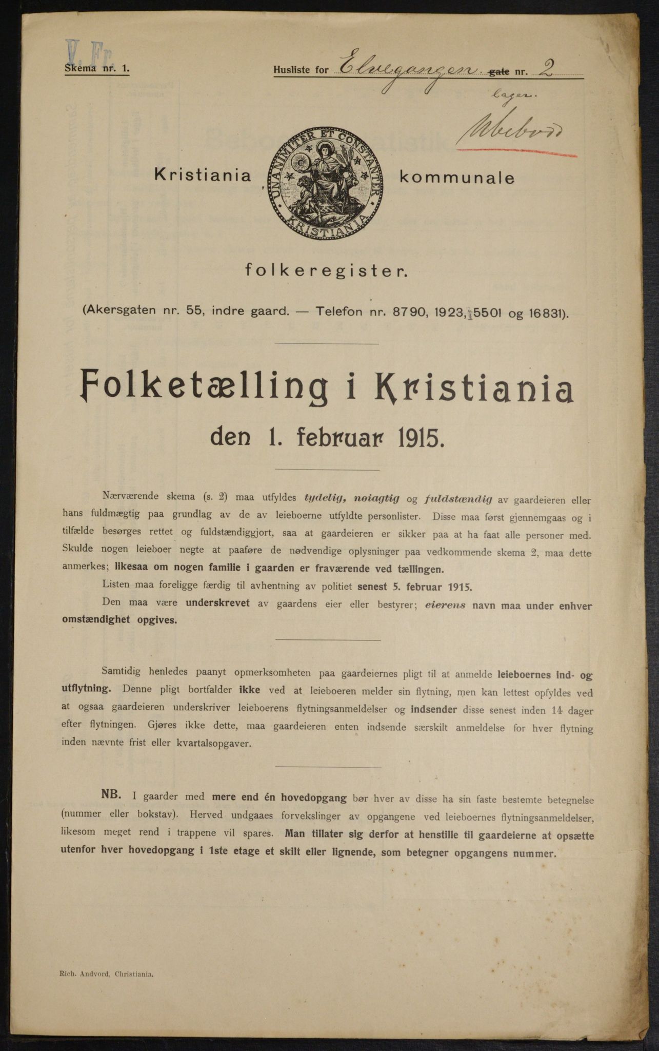 OBA, Municipal Census 1915 for Kristiania, 1915, p. 20447