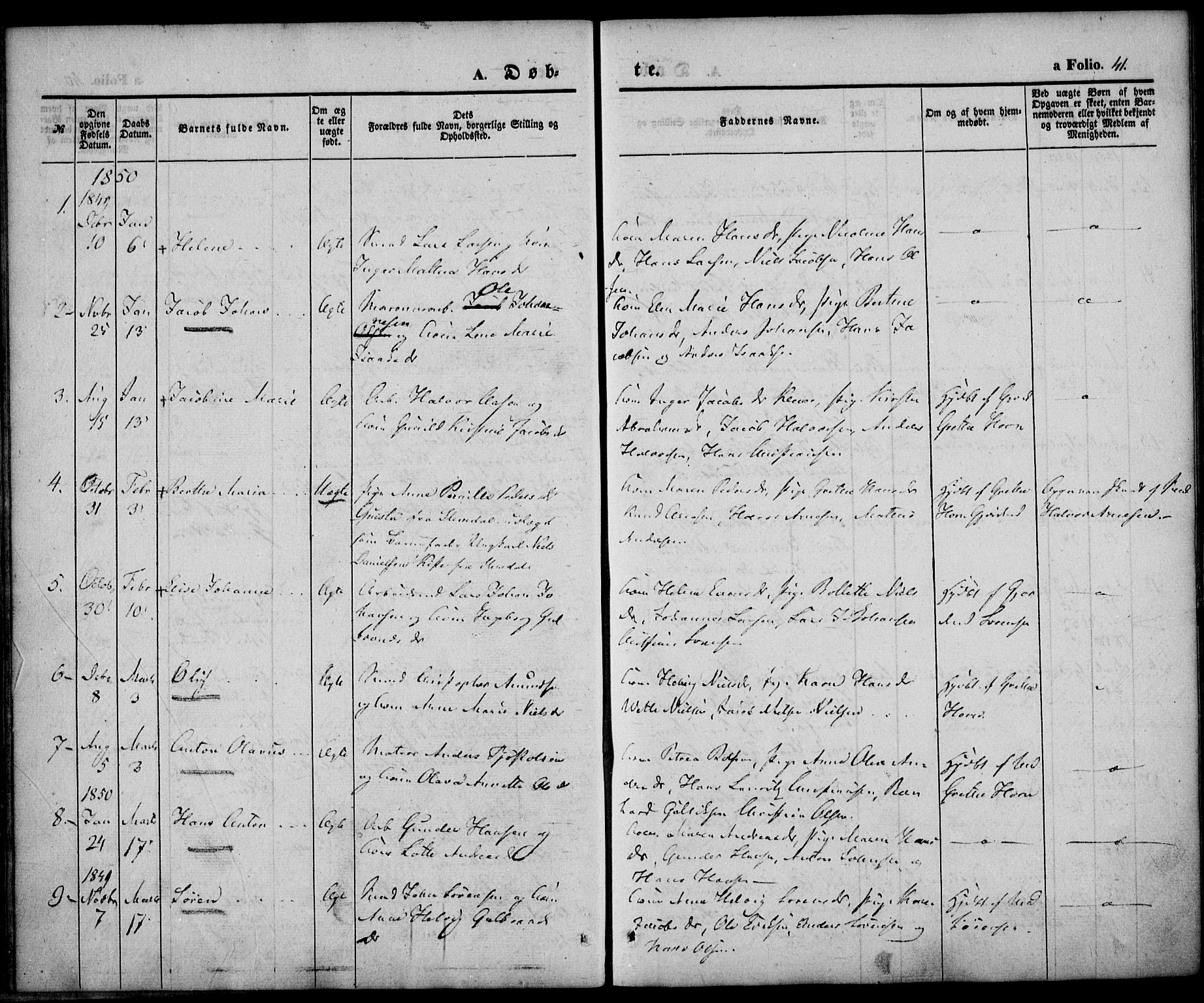 Larvik kirkebøker, AV/SAKO-A-352/F/Fb/L0003: Parish register (official) no. II 3, 1842-1856, p. 41
