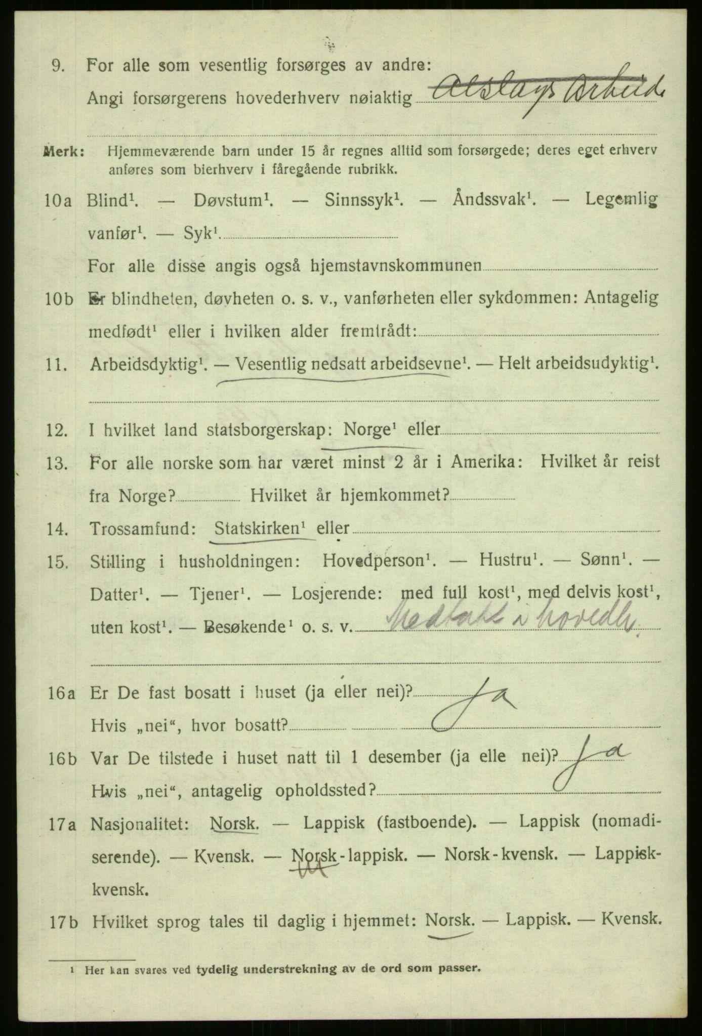 SATØ, 1920 census for Tromsø, 1920, p. 25598