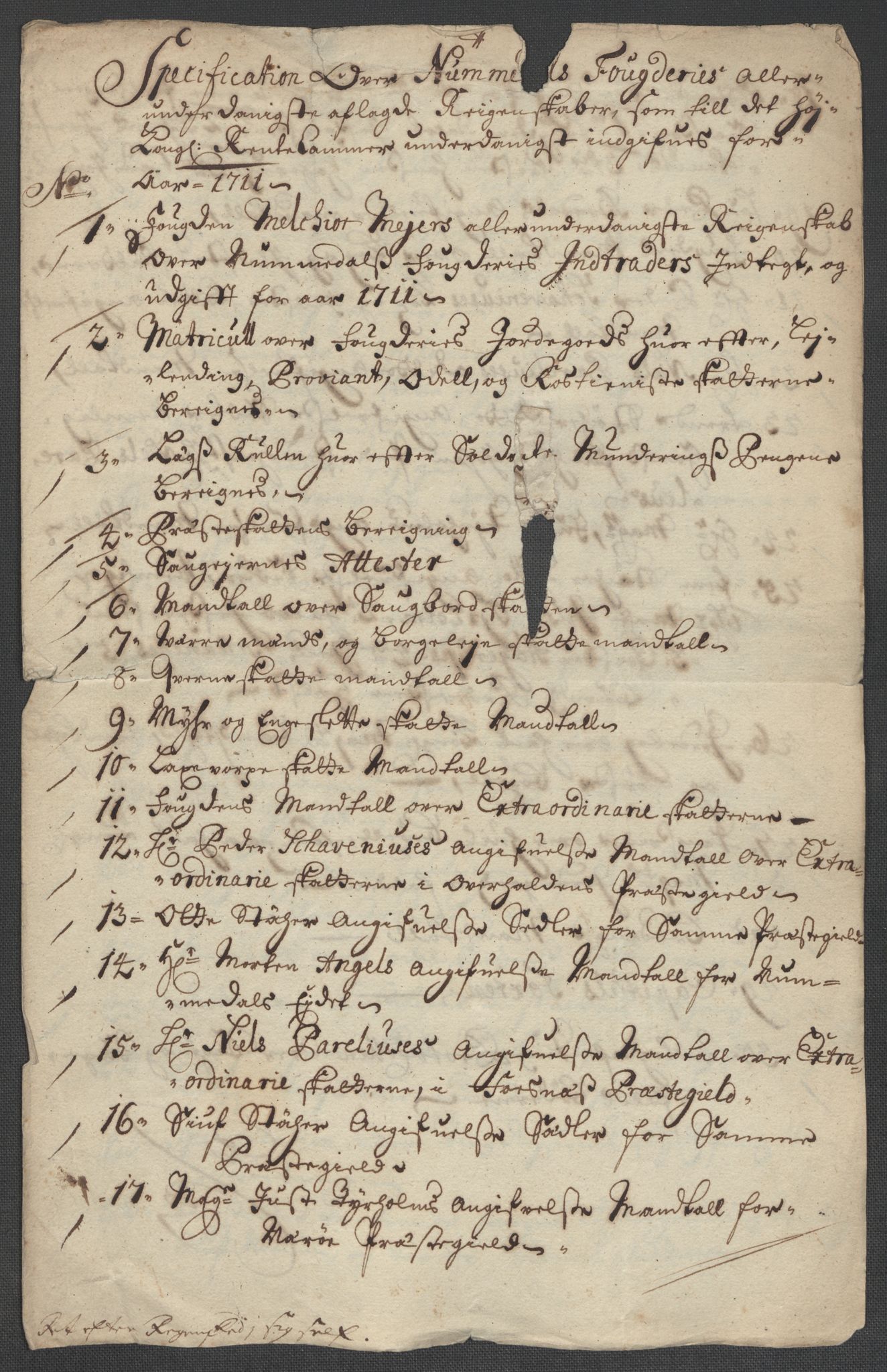 Rentekammeret inntil 1814, Reviderte regnskaper, Fogderegnskap, RA/EA-4092/R64/L4432: Fogderegnskap Namdal, 1711, p. 20