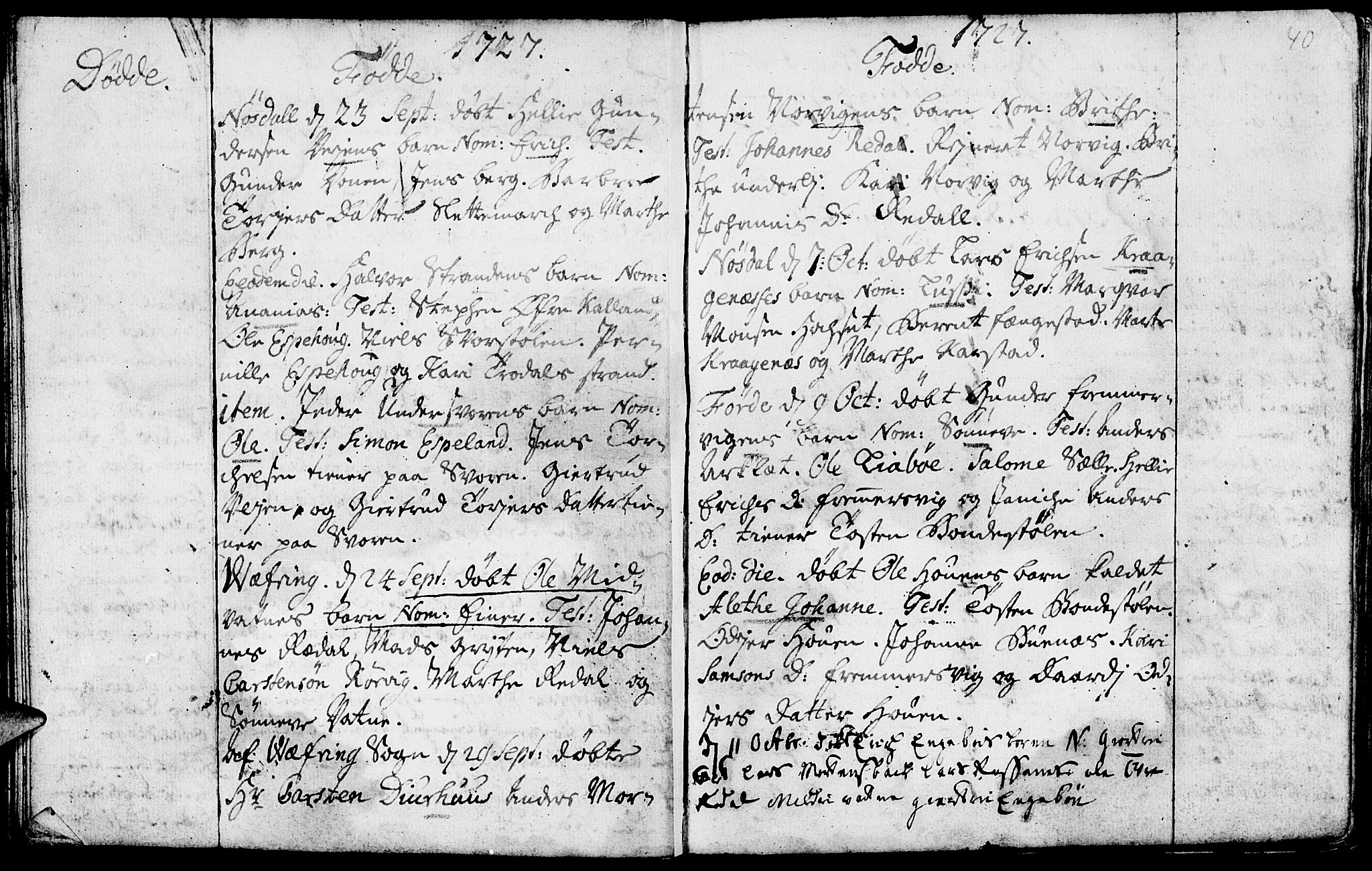 Førde sokneprestembete, SAB/A-79901/H/Haa/Haaa/L0001: Parish register (official) no. A 1, 1720-1727, p. 40