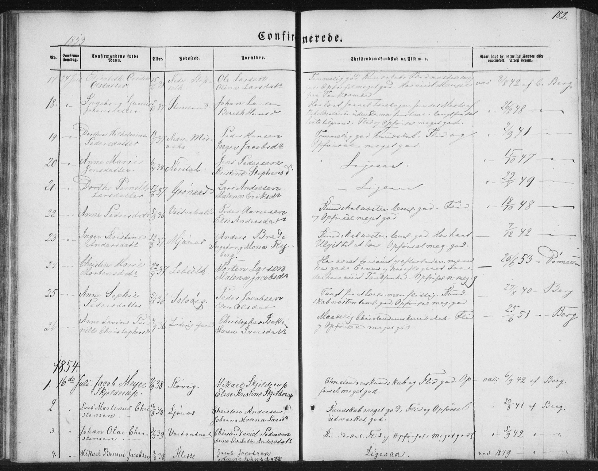 Ministerialprotokoller, klokkerbøker og fødselsregistre - Nordland, AV/SAT-A-1459/852/L0738: Parish register (official) no. 852A08, 1849-1865, p. 182