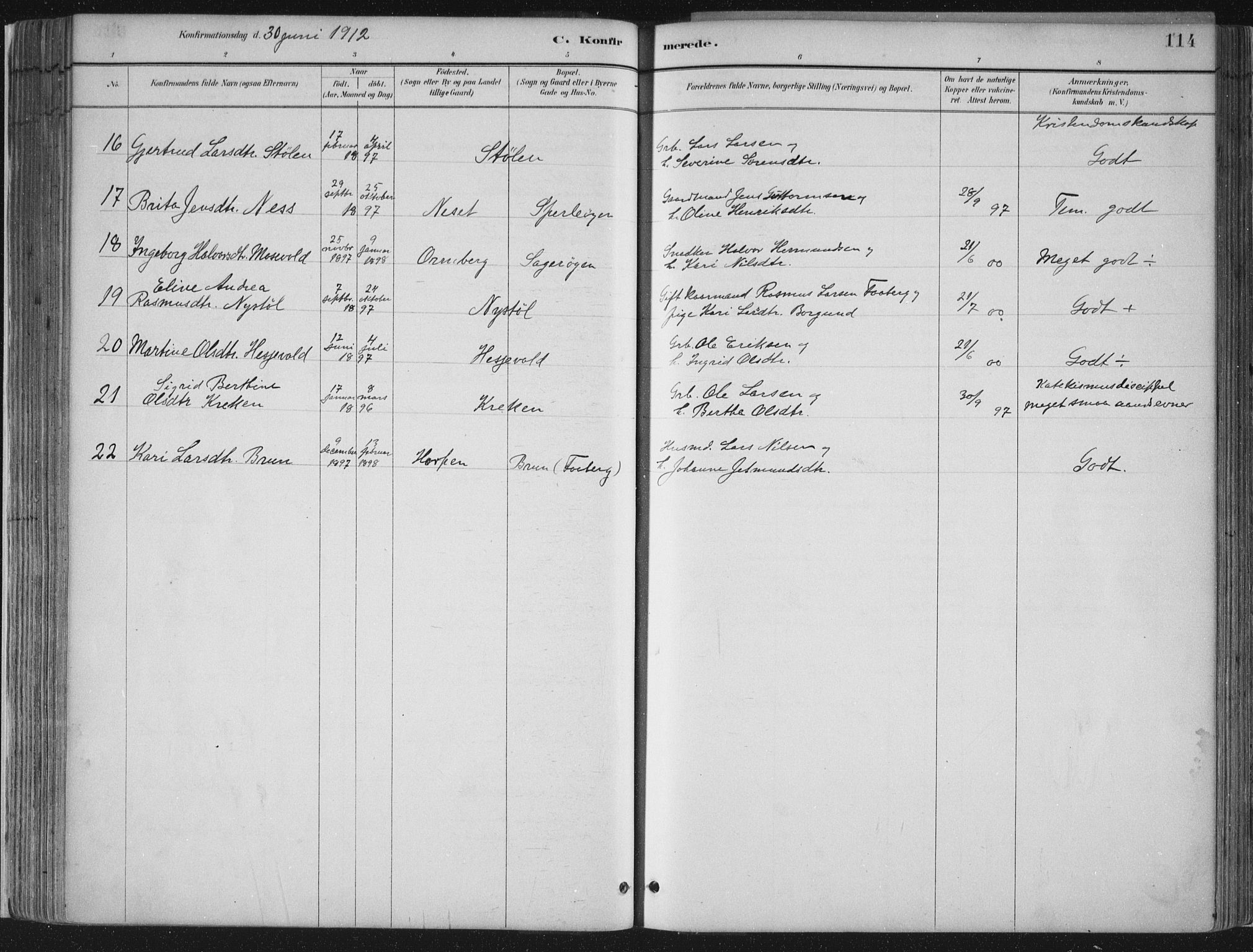 Jostedal sokneprestembete, SAB/A-80601/H/Haa/Haab/L0001: Parish register (official) no. B 1, 1887-1914, p. 114