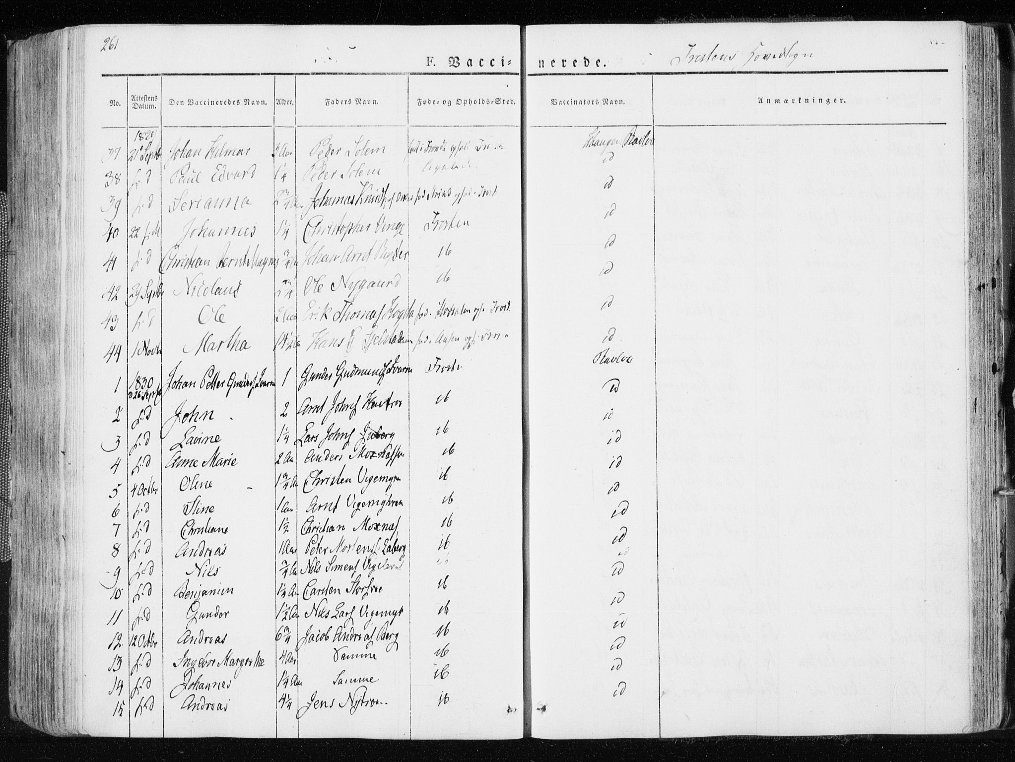 Ministerialprotokoller, klokkerbøker og fødselsregistre - Nord-Trøndelag, SAT/A-1458/713/L0114: Parish register (official) no. 713A05, 1827-1839, p. 261