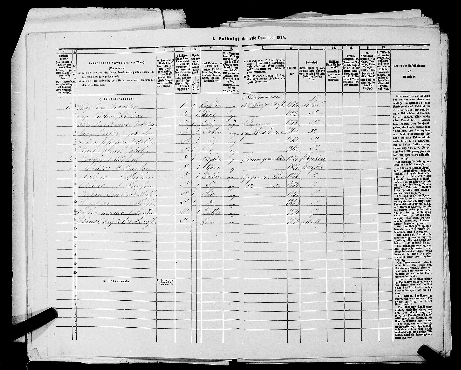 RA, 1875 census for 0101P Fredrikshald, 1875, p. 19