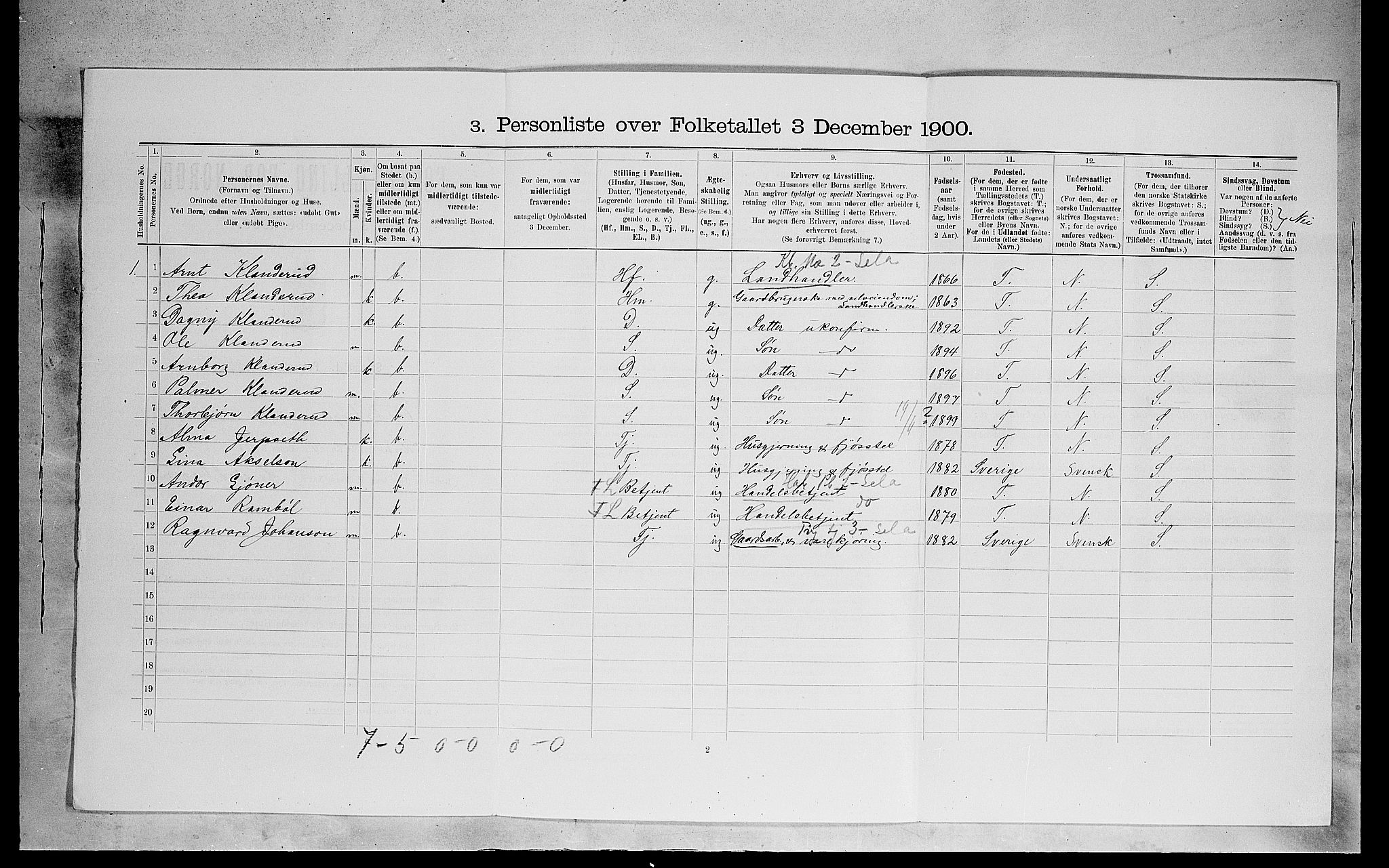 SAH, 1900 census for Eidskog, 1900, p. 314