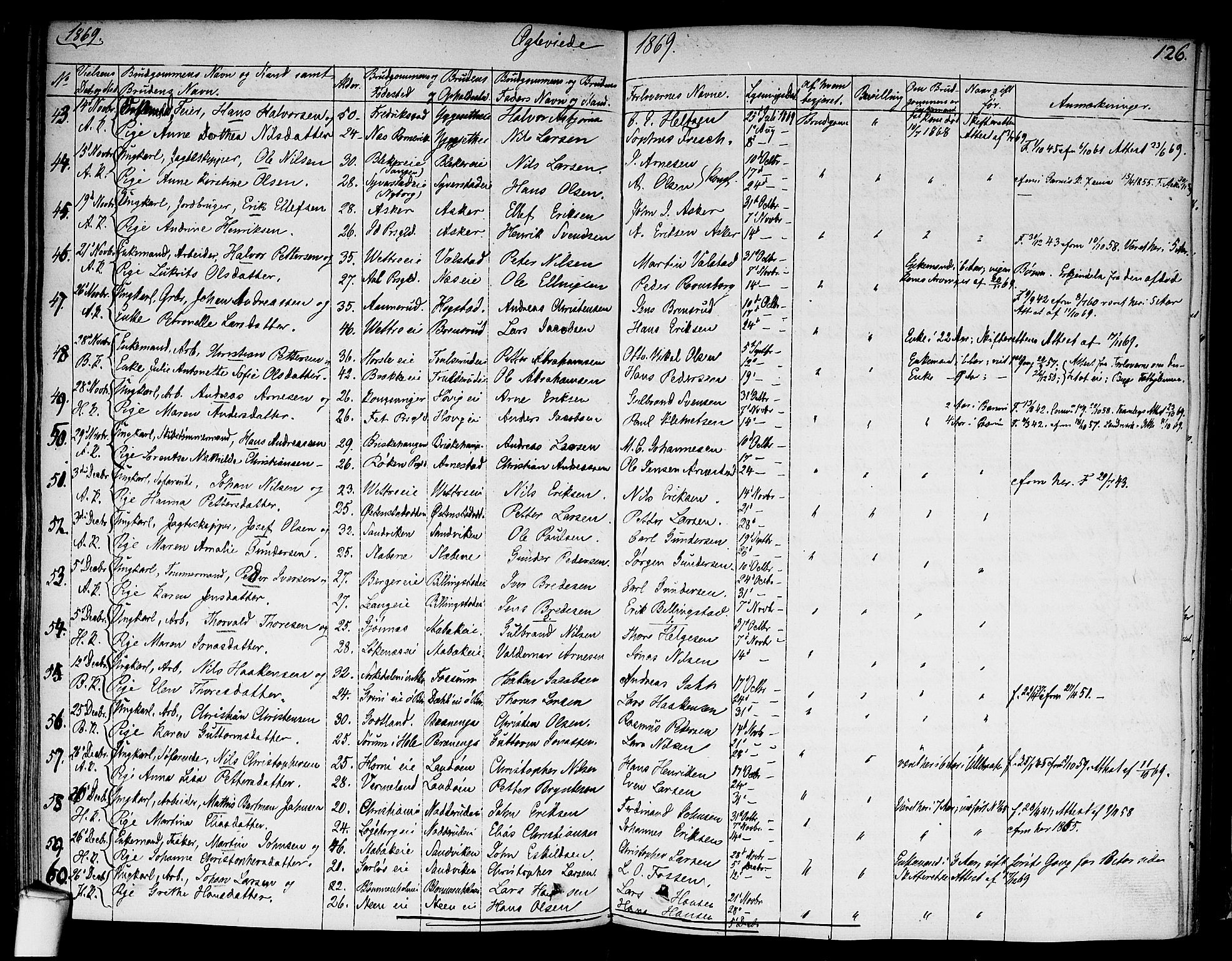 Asker prestekontor Kirkebøker, SAO/A-10256a/F/Fa/L0010: Parish register (official) no. I 10, 1825-1878, p. 126