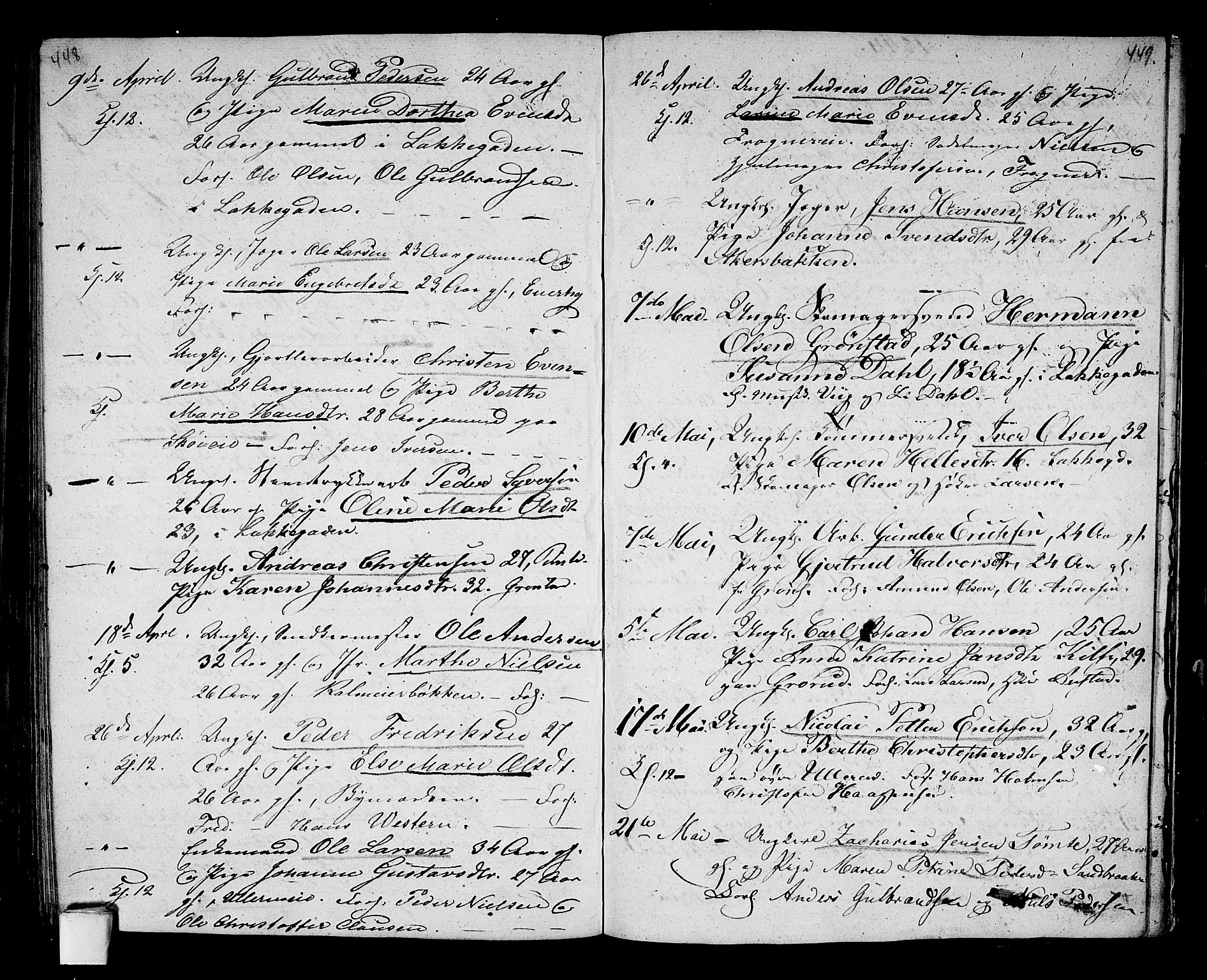 Aker prestekontor kirkebøker, SAO/A-10861/G/L0007: Parish register (copy) no. 7, 1838-1846, p. 448-449