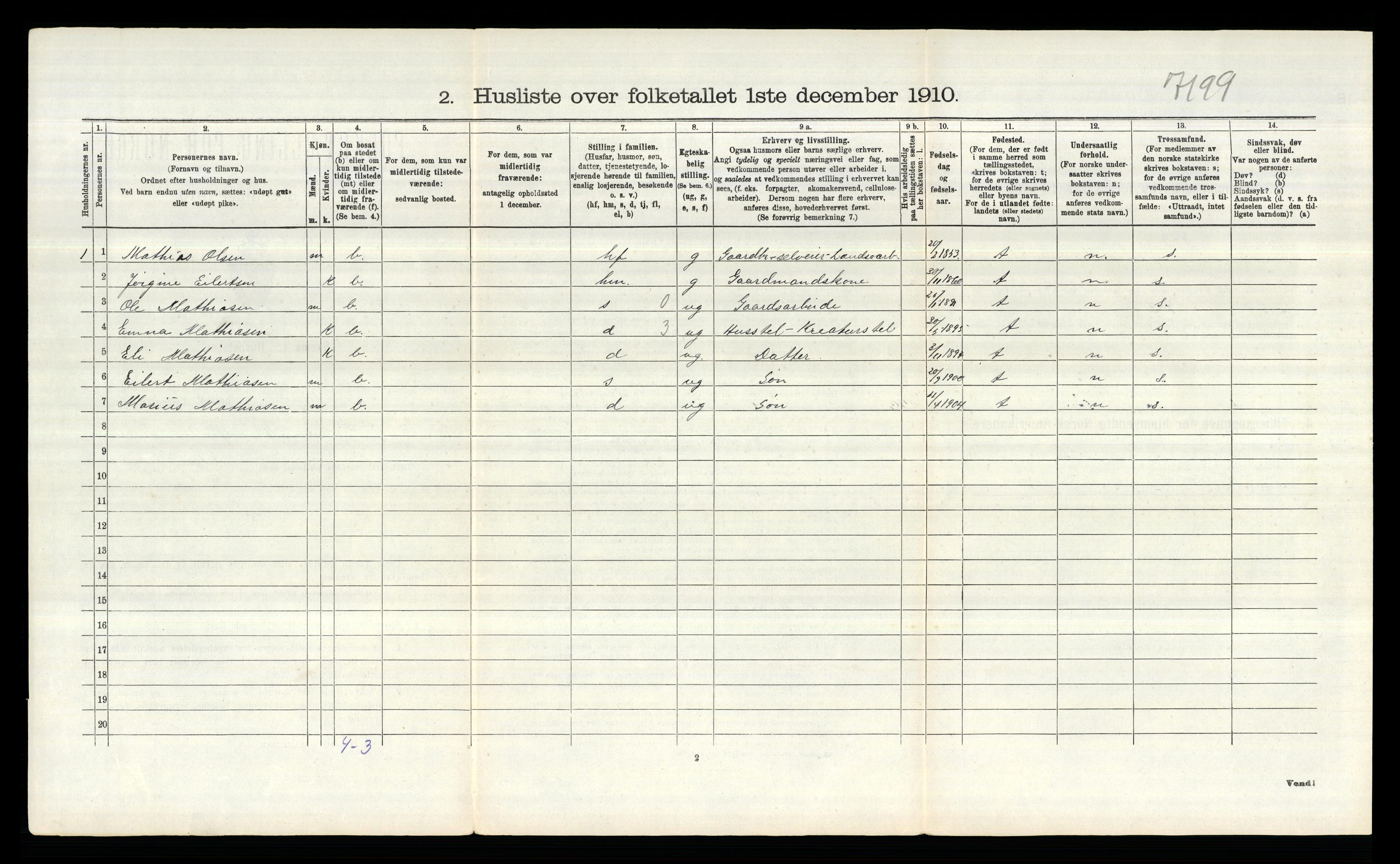 RA, 1910 census for Tune, 1910, p. 2207