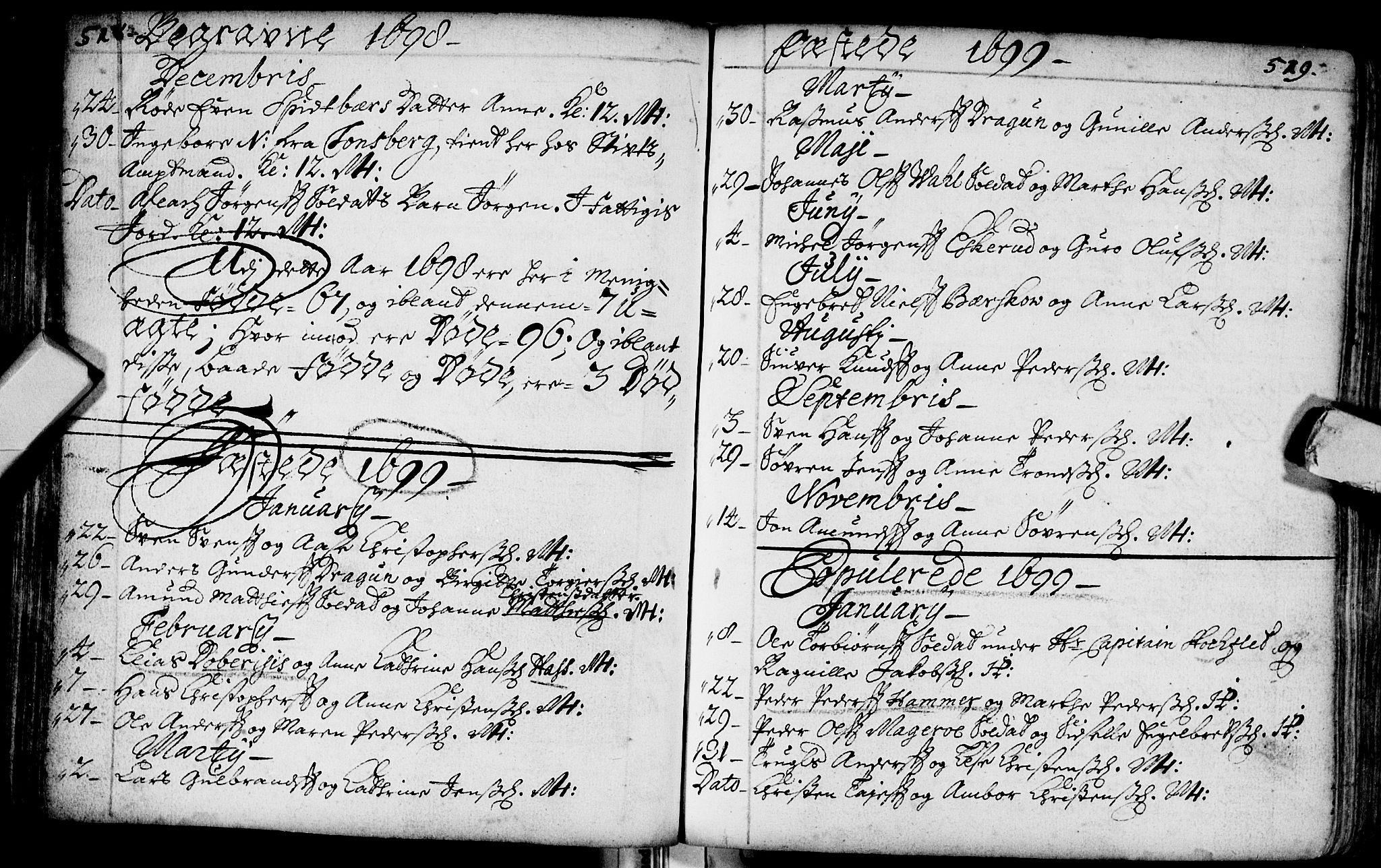 Bragernes kirkebøker, SAKO/A-6/F/Fa/L0002: Parish register (official) no. I 2, 1680-1705, p. 518-519