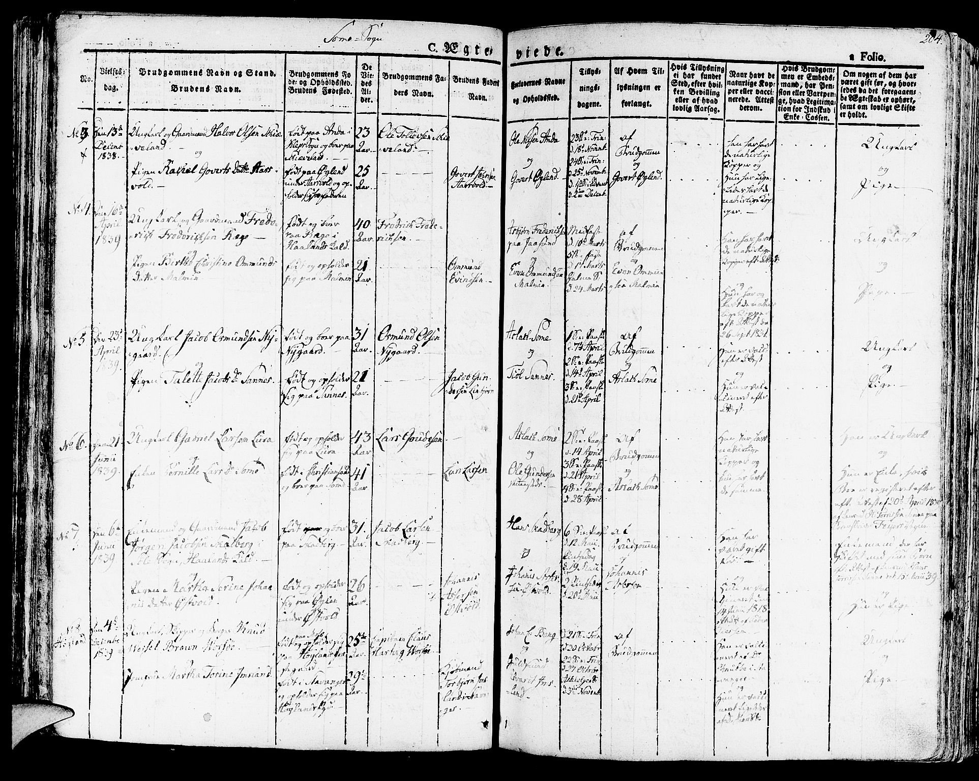 Høyland sokneprestkontor, AV/SAST-A-101799/001/30BA/L0007: Parish register (official) no. A 7 /2, 1825-1841, p. 204