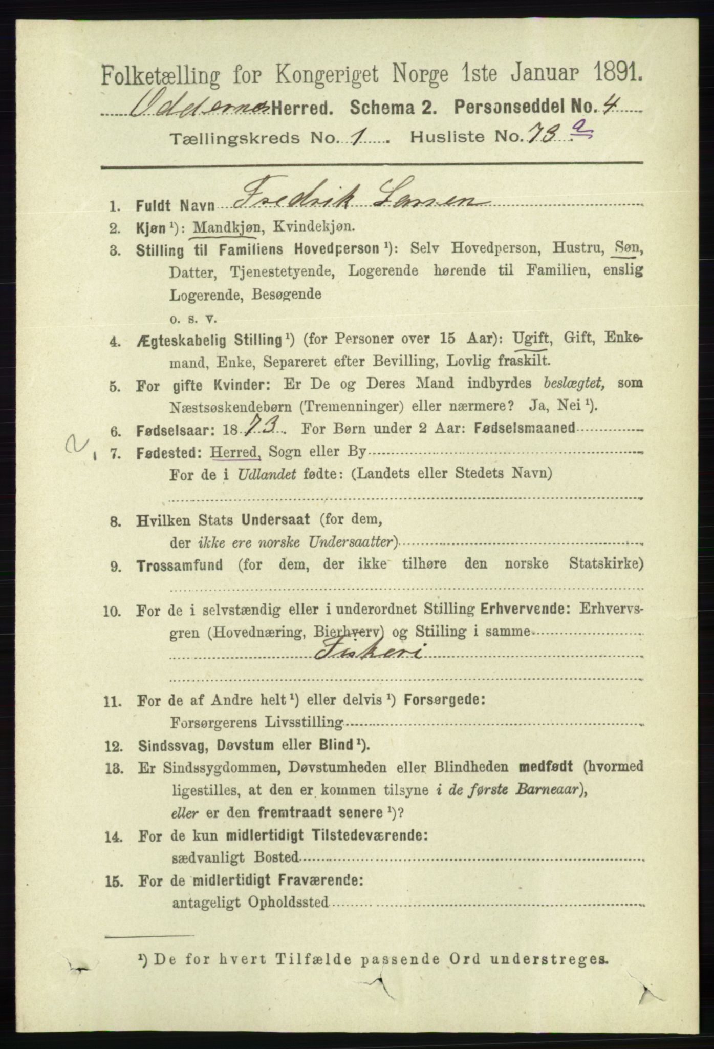 RA, 1891 census for 1012 Oddernes, 1891, p. 515