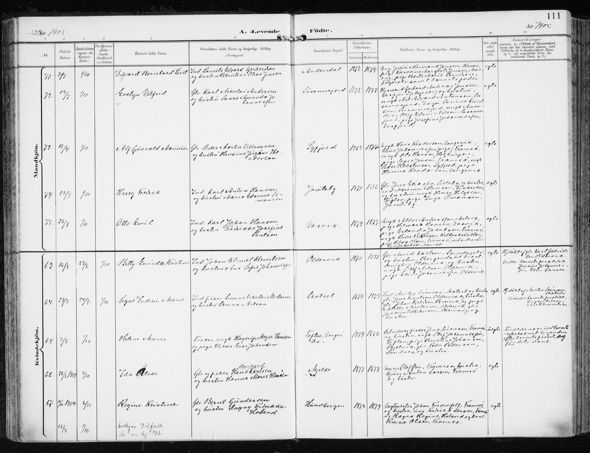 Tromsøysund sokneprestkontor, AV/SATØ-S-1304/G/Ga/L0006kirke: Parish register (official) no. 6, 1897-1906, p. 111