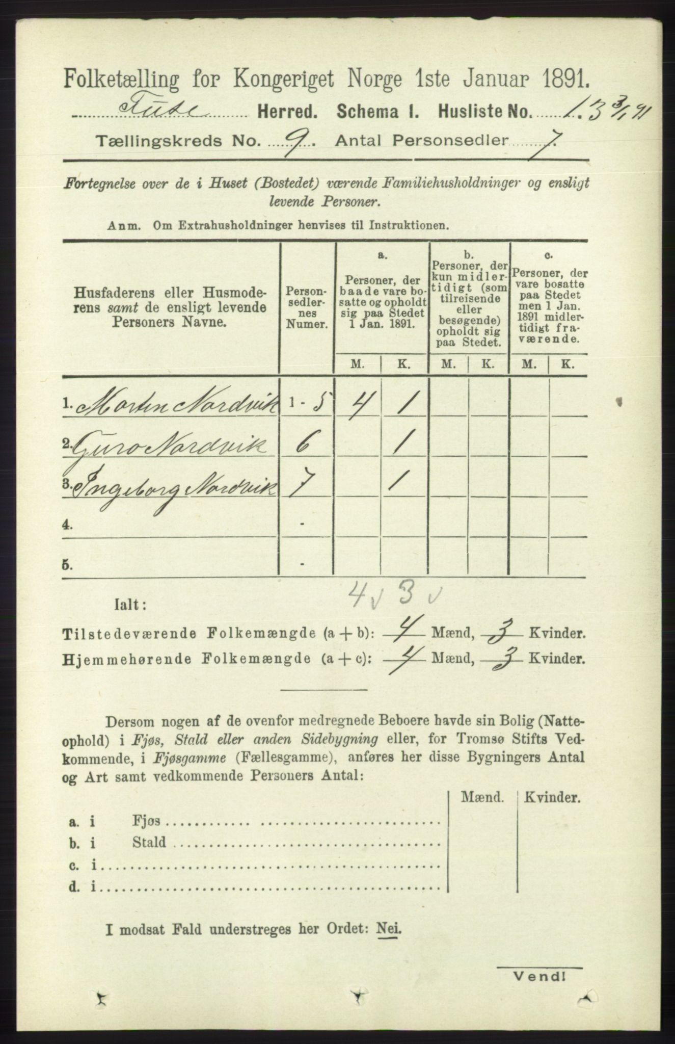 RA, 1891 census for 1241 Fusa, 1891, p. 1673