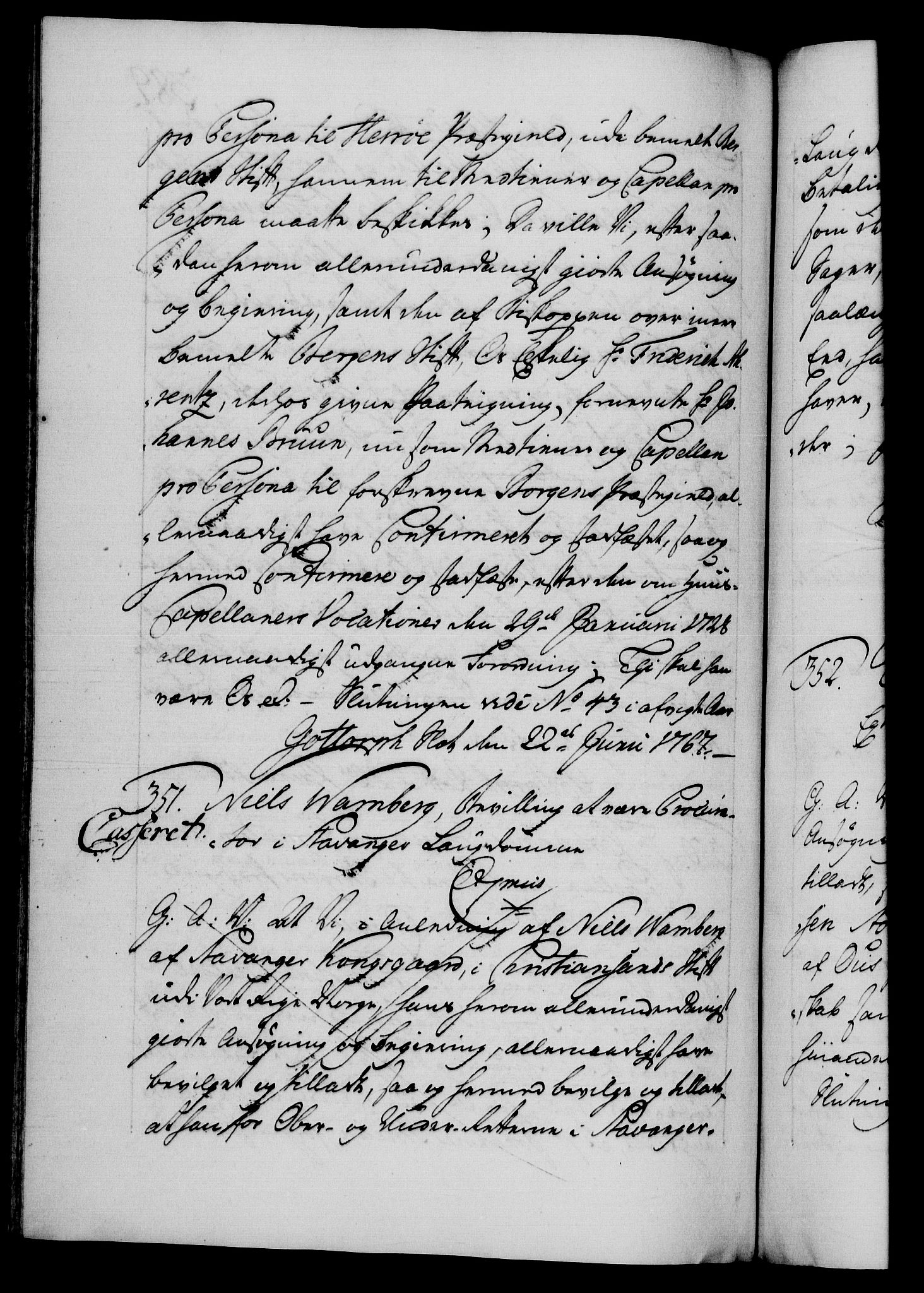 Danske Kanselli 1572-1799, AV/RA-EA-3023/F/Fc/Fca/Fcaa/L0043: Norske registre, 1766-1768, p. 389b