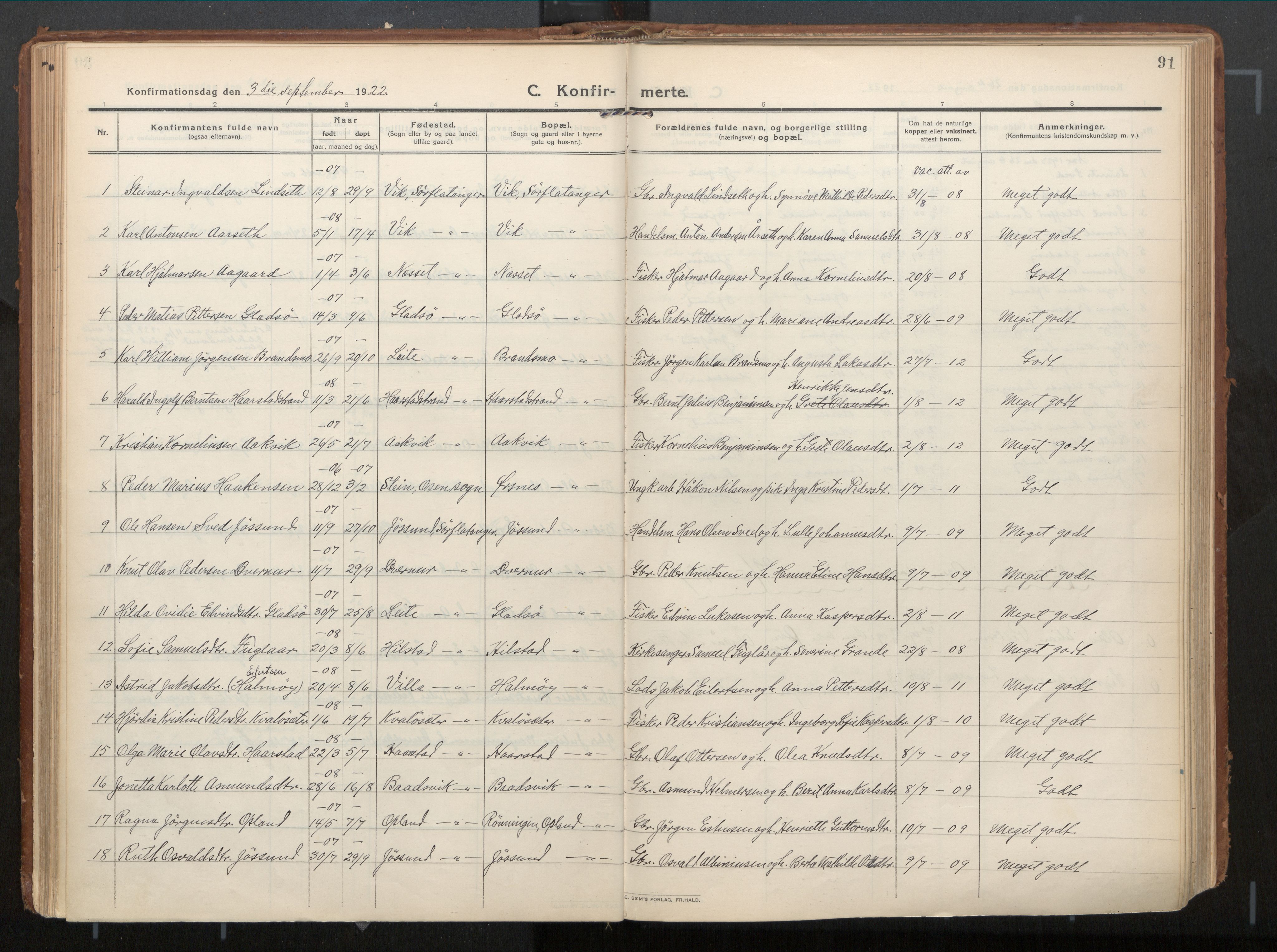 Ministerialprotokoller, klokkerbøker og fødselsregistre - Nord-Trøndelag, SAT/A-1458/771/L0598: Parish register (official) no. 771A05, 1911-1937, p. 91