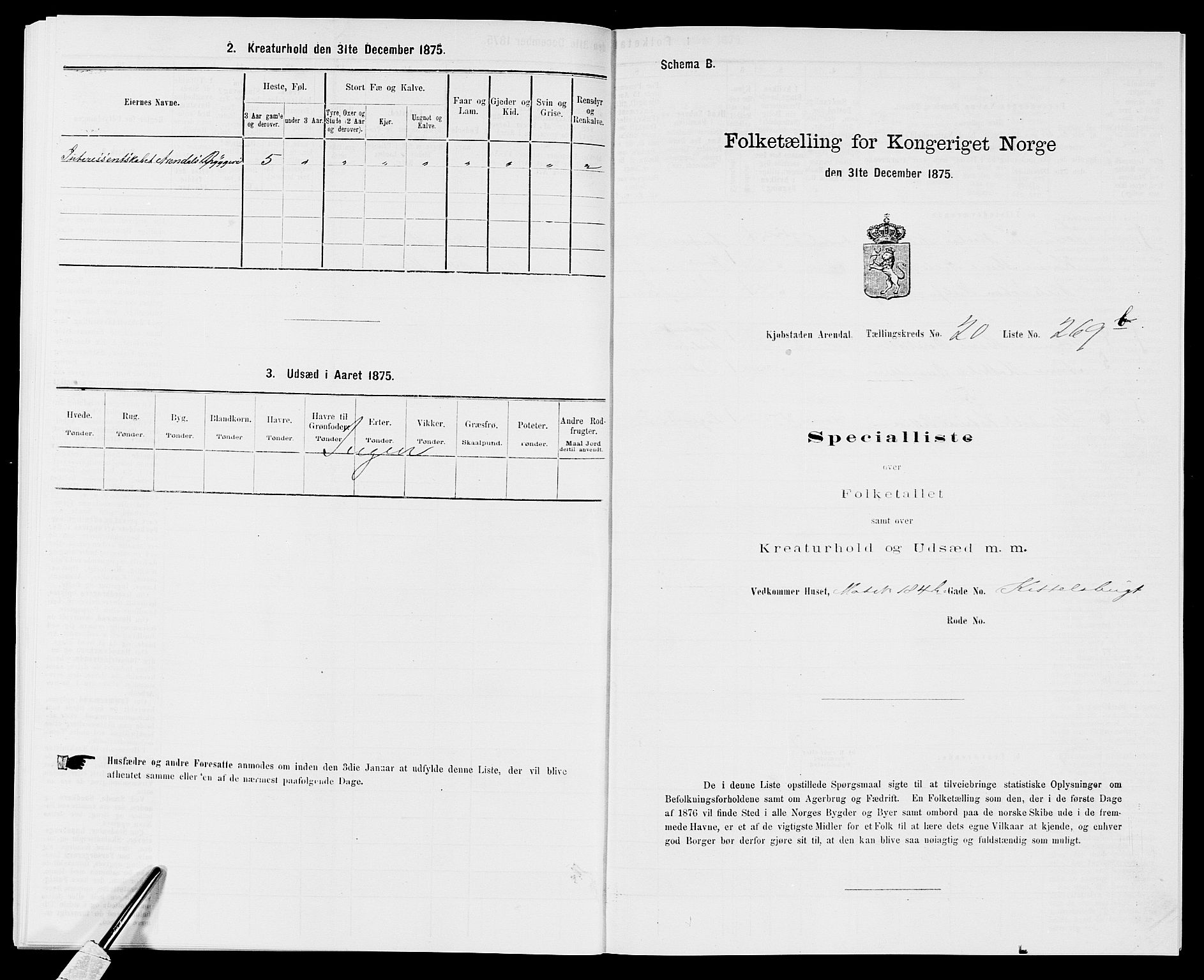 SAK, 1875 census for 0903P Arendal, 1875, p. 632