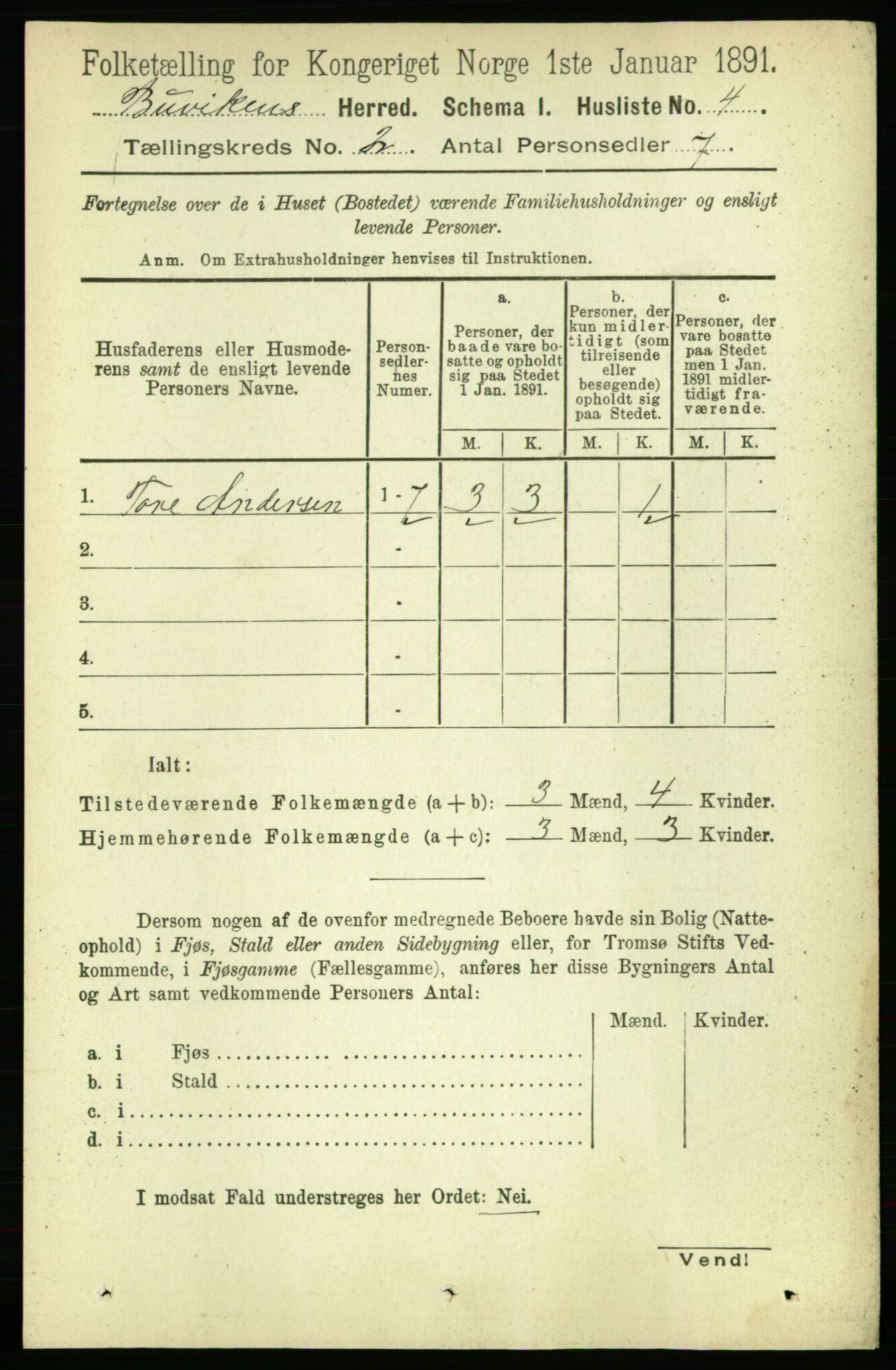 RA, 1891 census for 1656 Buvik, 1891, p. 558