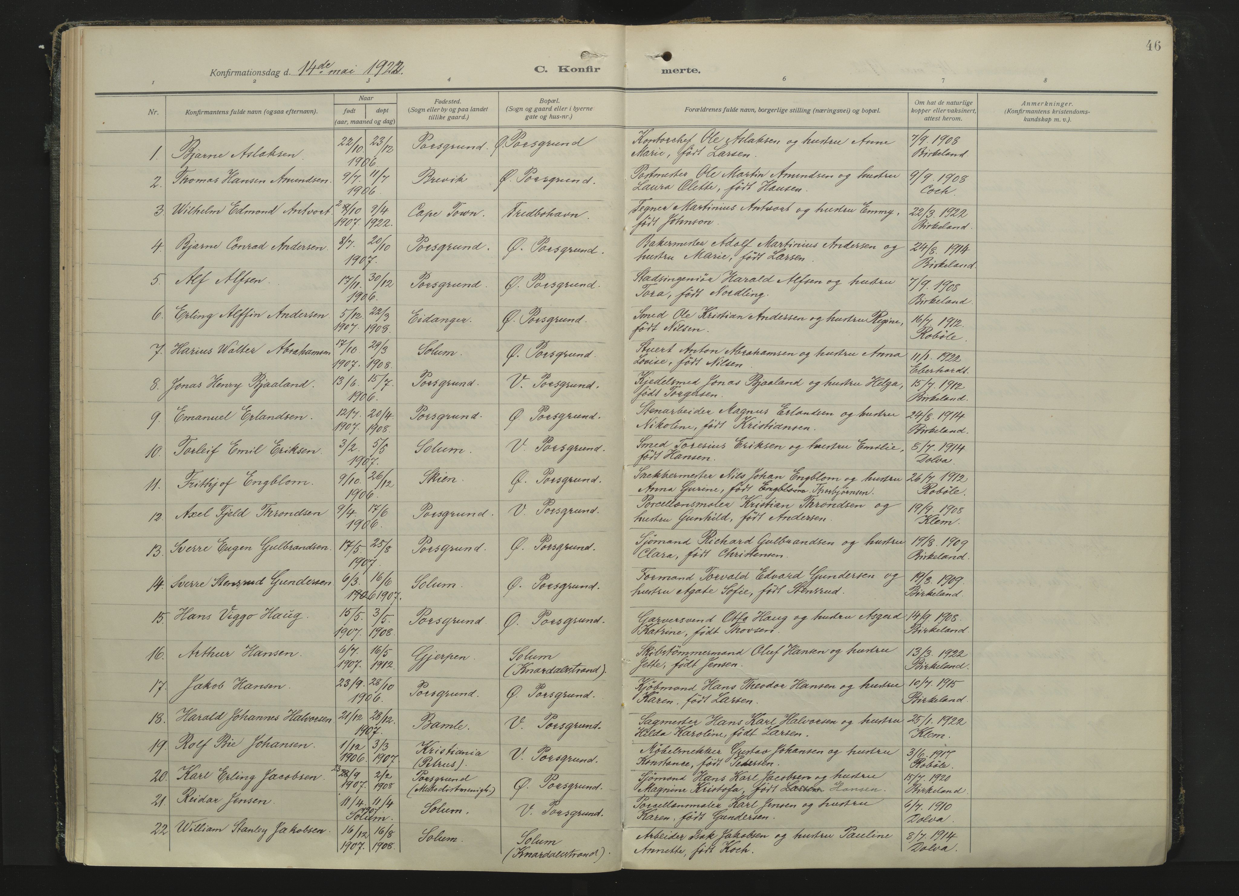 Porsgrunn kirkebøker , AV/SAKO-A-104/F/Fa/L0013: Parish register (official) no. 13, 1915-1933, p. 46