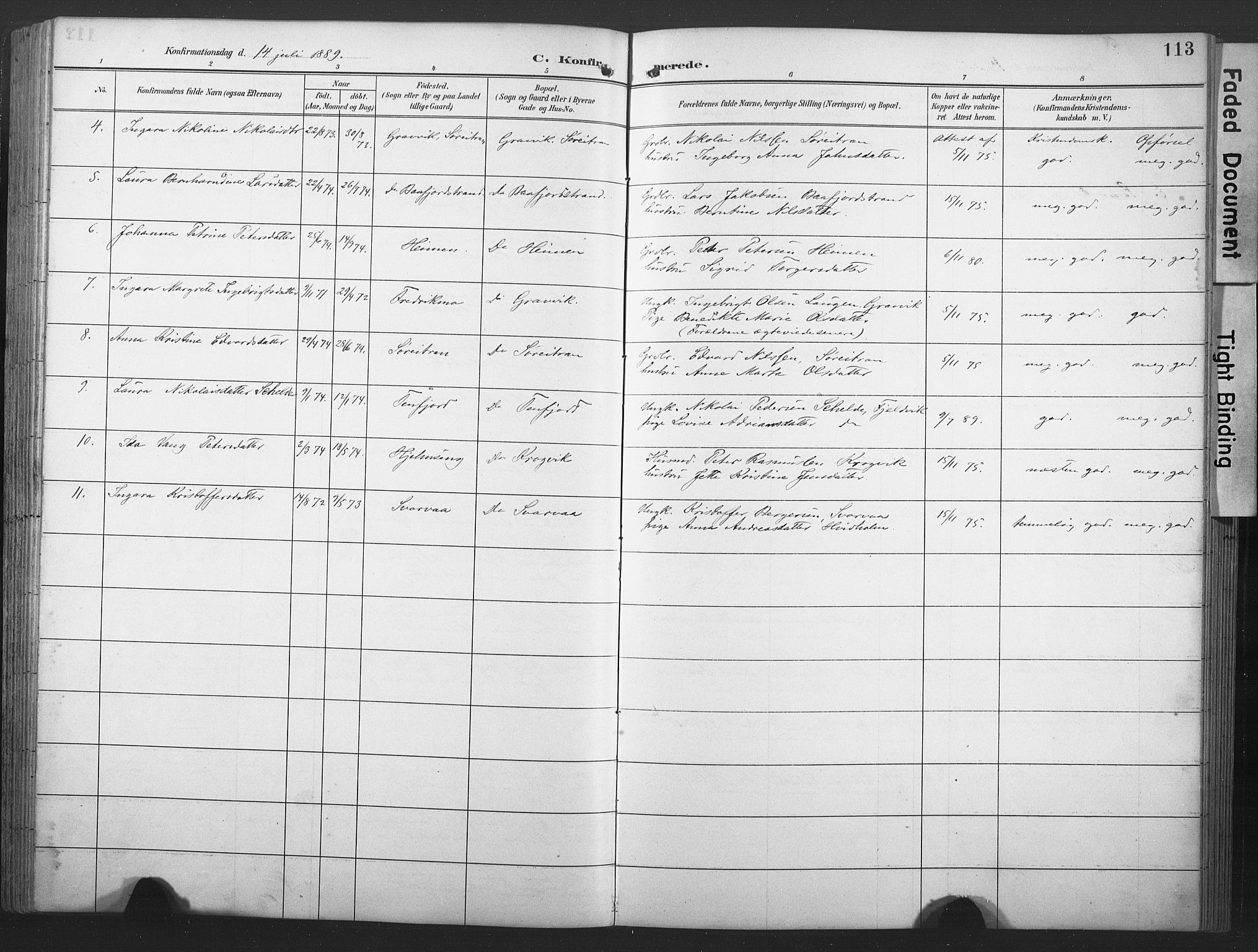 Ministerialprotokoller, klokkerbøker og fødselsregistre - Nord-Trøndelag, AV/SAT-A-1458/789/L0706: Parish register (copy) no. 789C01, 1888-1931, p. 113
