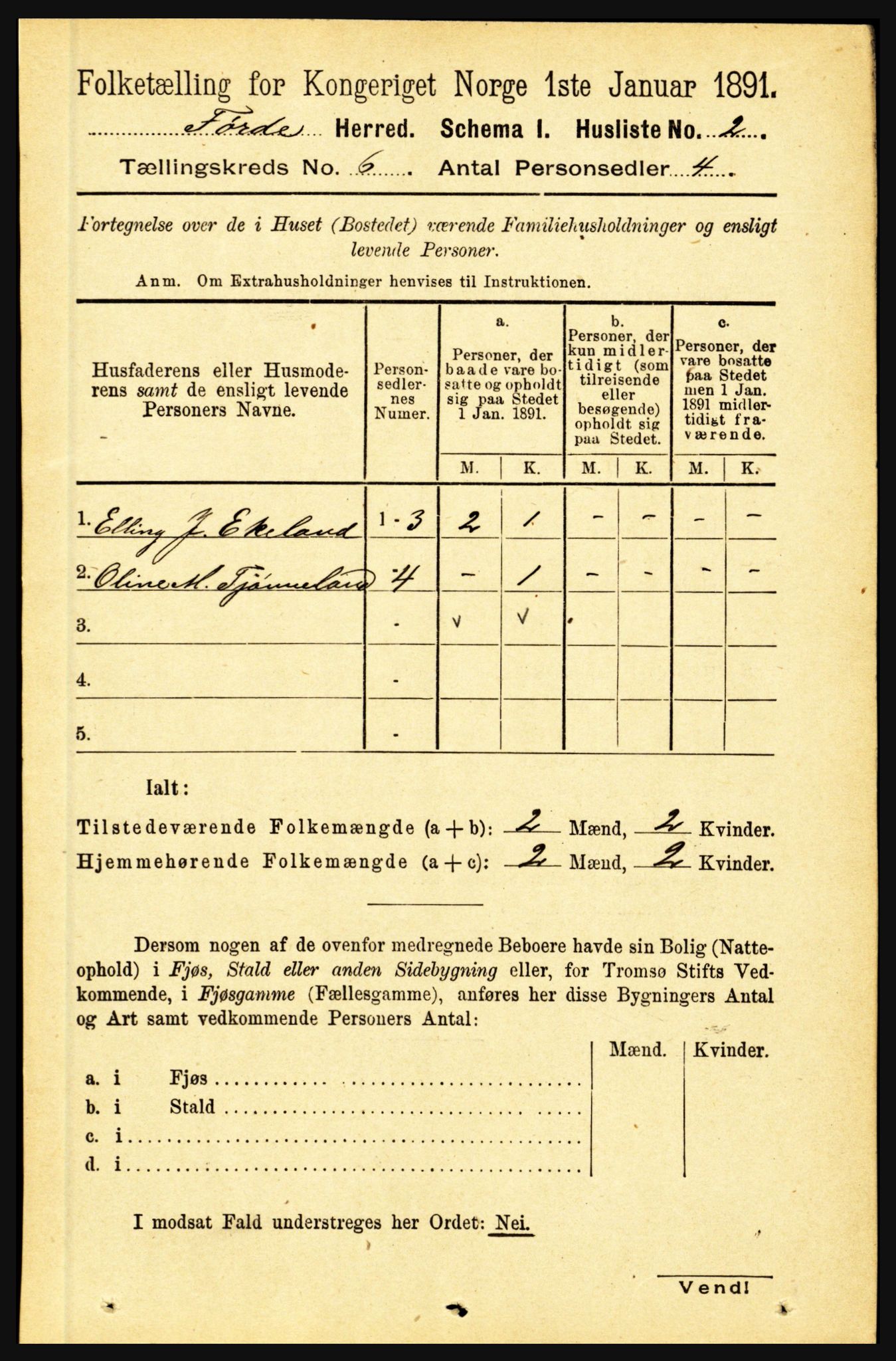 RA, 1891 census for 1432 Førde, 1891, p. 1893