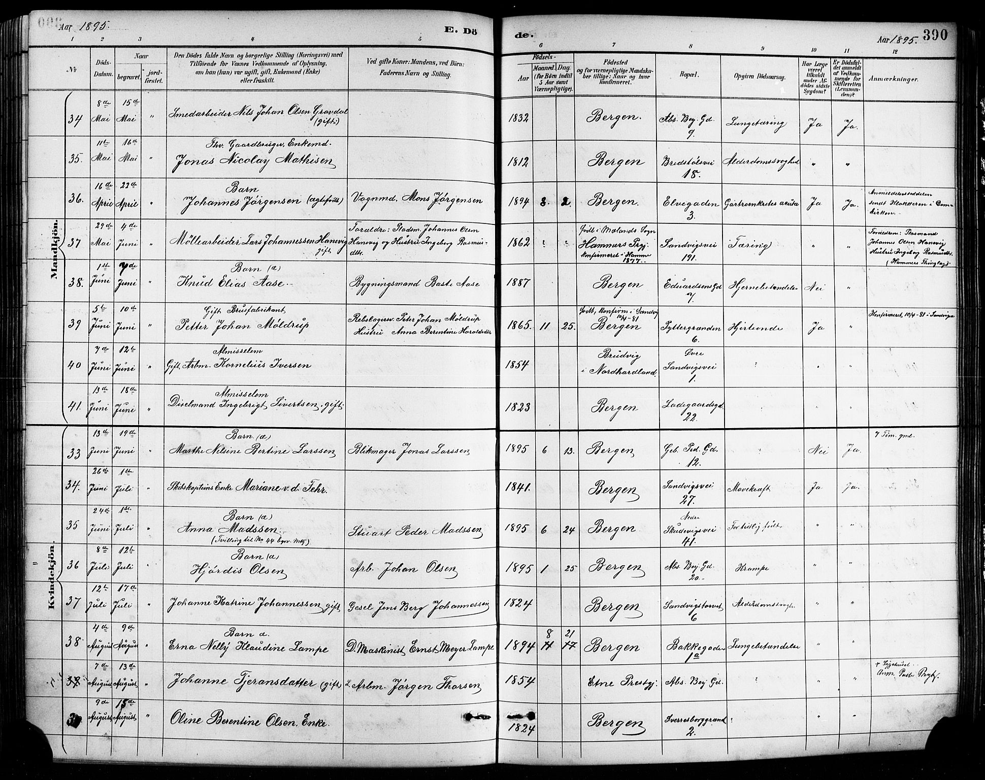 Sandviken Sokneprestembete, AV/SAB-A-77601/H/Hb/L0002: Parish register (copy) no. A 3, 1888-1902, p. 390