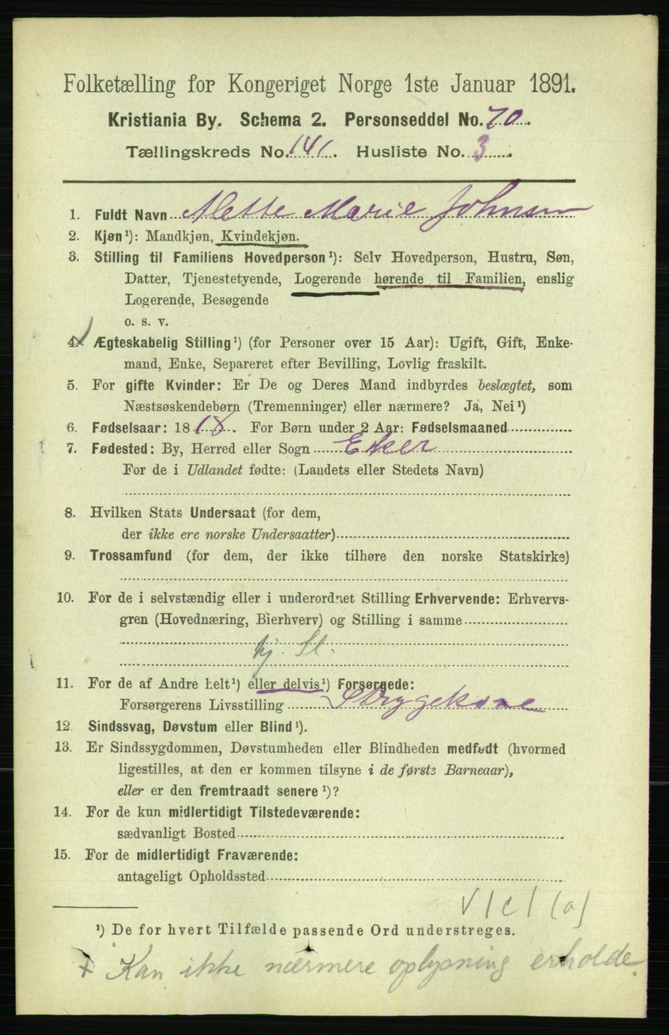 RA, 1891 census for 0301 Kristiania, 1891, p. 78149