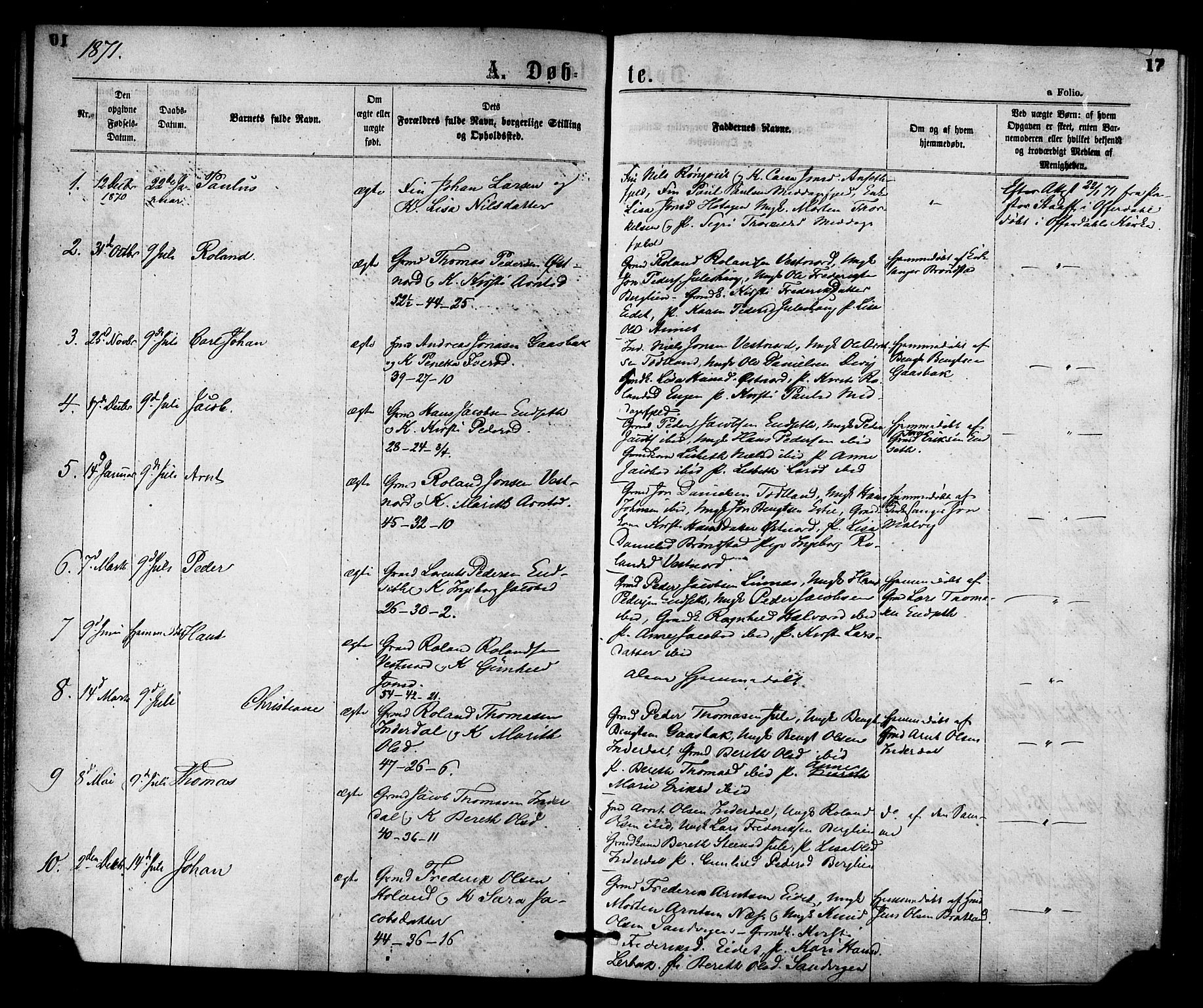 Ministerialprotokoller, klokkerbøker og fødselsregistre - Nord-Trøndelag, SAT/A-1458/755/L0493: Parish register (official) no. 755A02, 1865-1881, p. 17