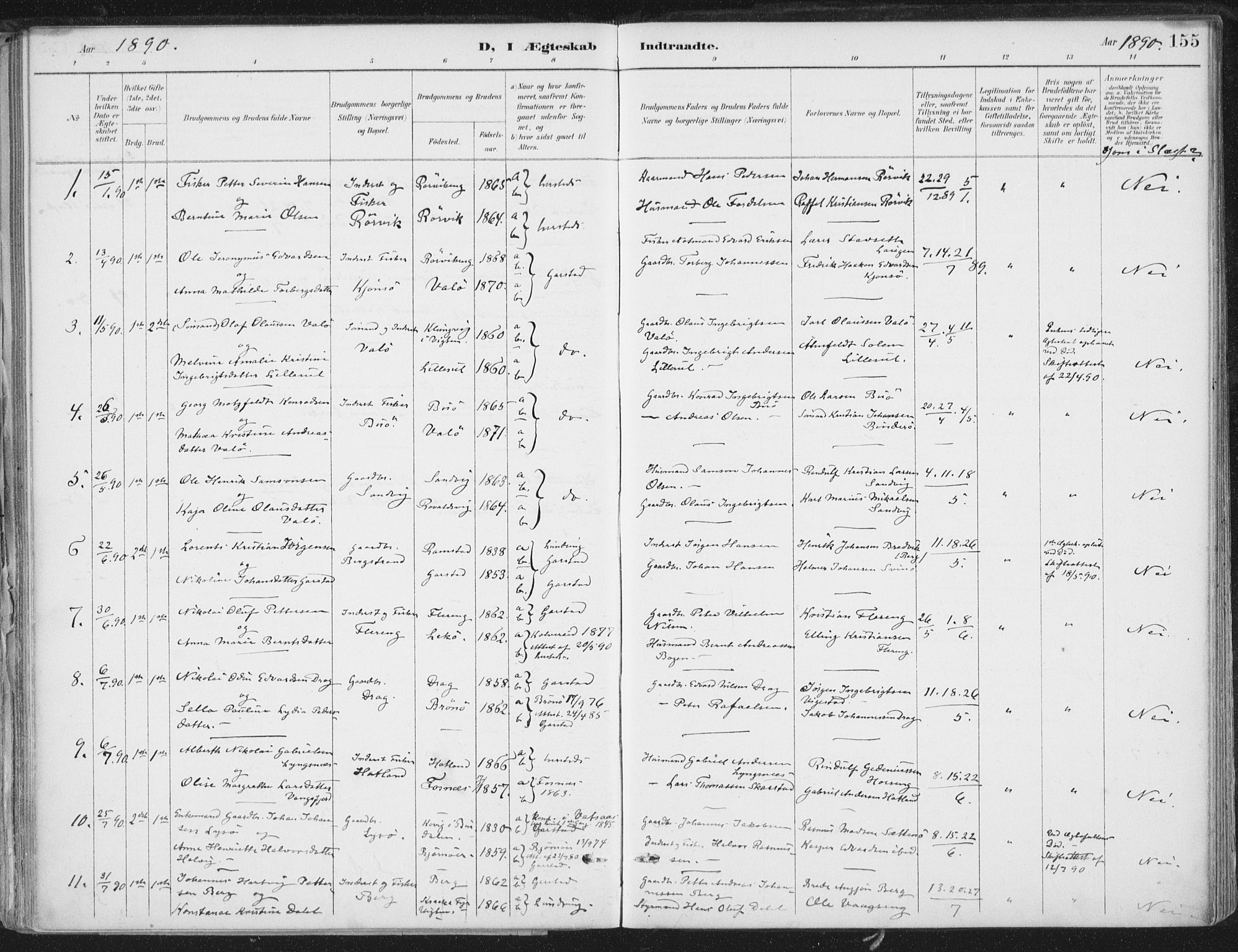 Ministerialprotokoller, klokkerbøker og fødselsregistre - Nord-Trøndelag, SAT/A-1458/786/L0687: Parish register (official) no. 786A03, 1888-1898, p. 155
