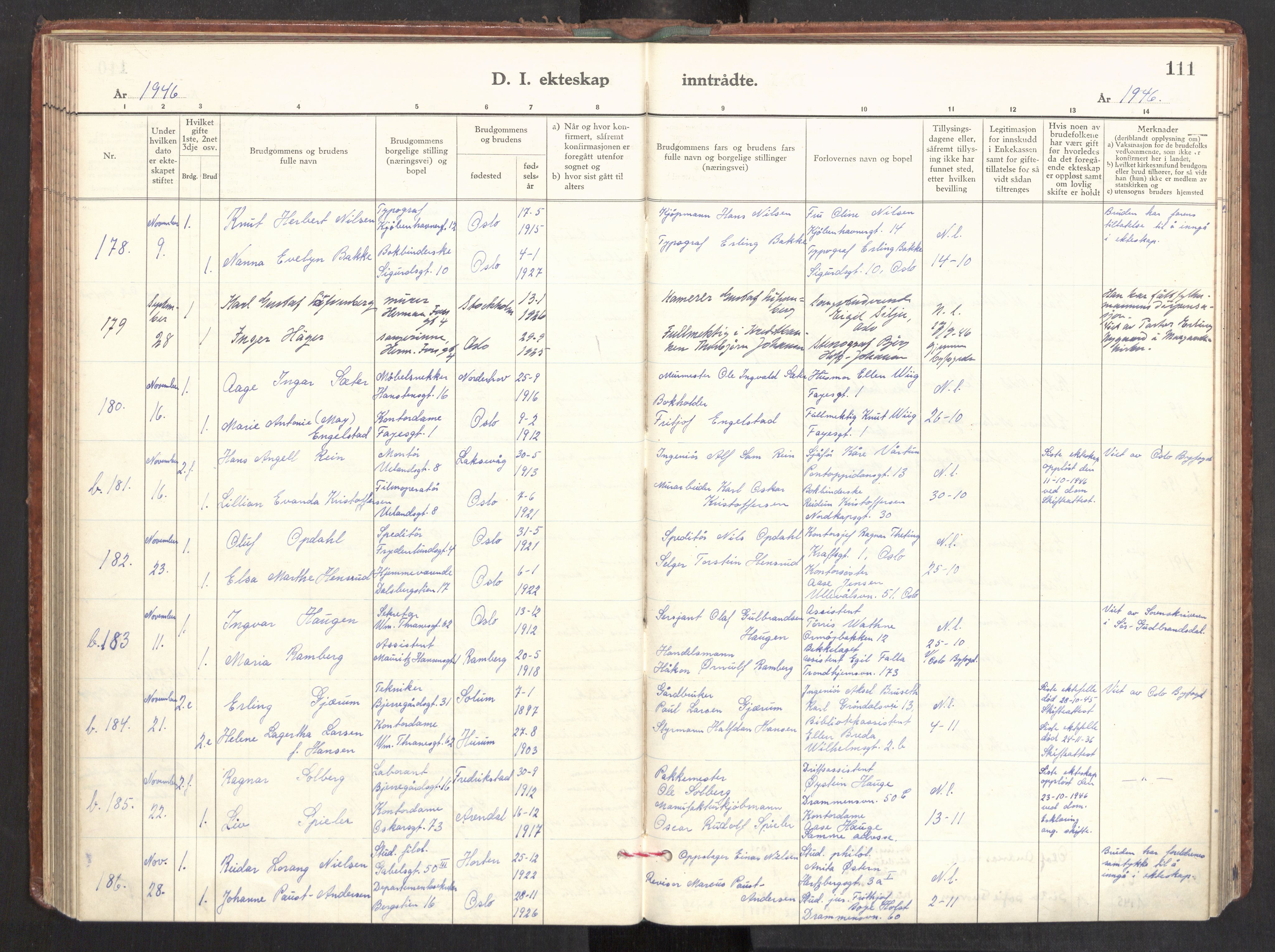 Gamle Aker prestekontor Kirkebøker, AV/SAO-A-10617a/F/L0022: Parish register (official) no. 22, 1941-1952, p. 111