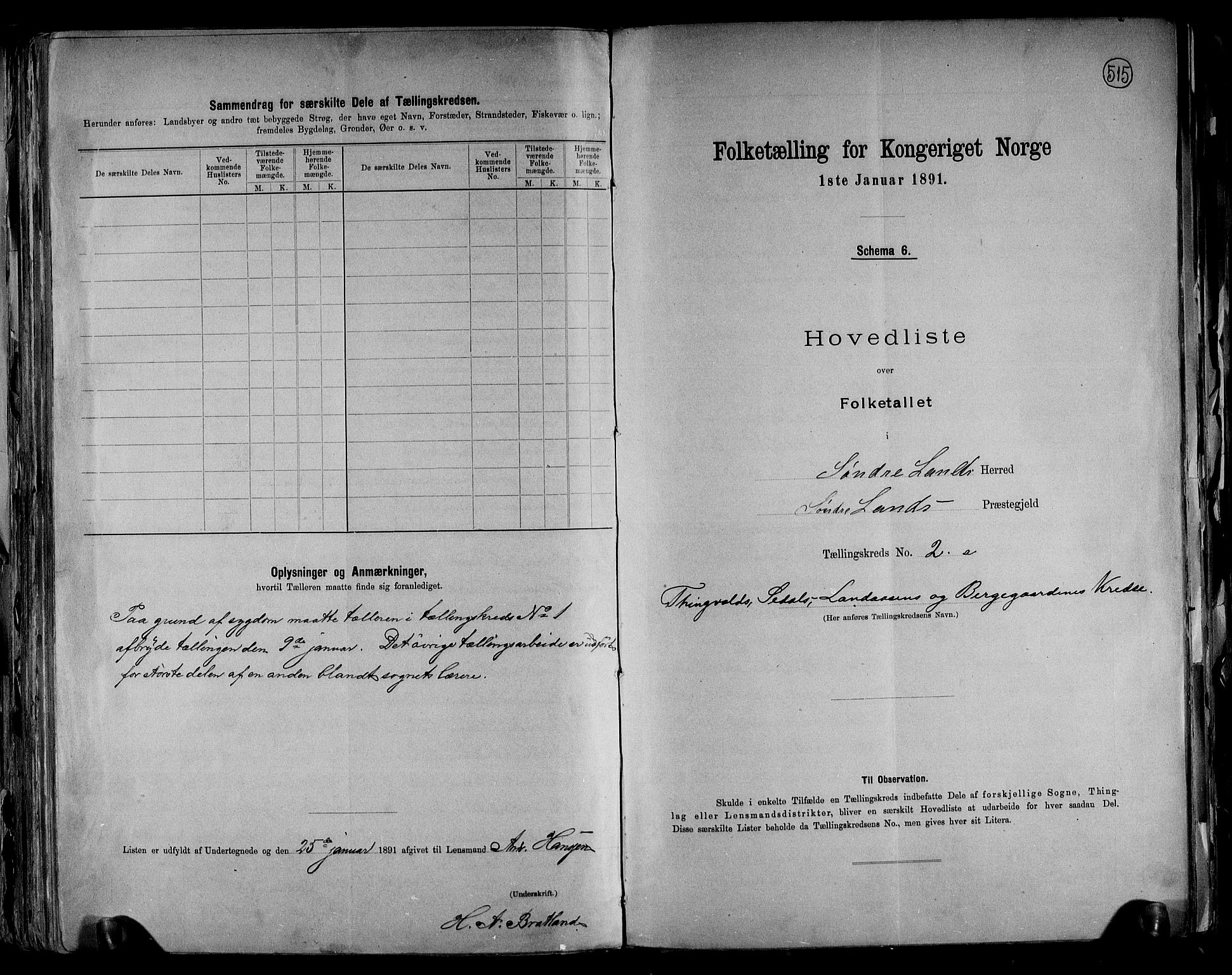 RA, 1891 census for 0536 Søndre Land, 1891, p. 6