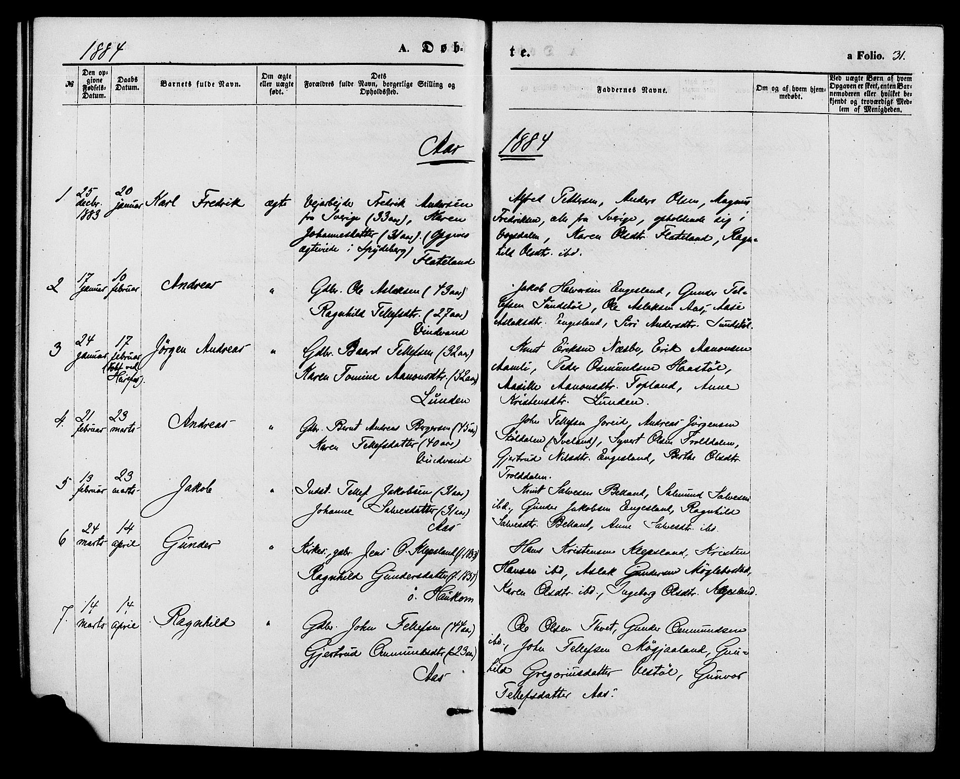 Herefoss sokneprestkontor, SAK/1111-0019/F/Fa/Fab/L0003: Parish register (official) no. A 3, 1875-1886, p. 31