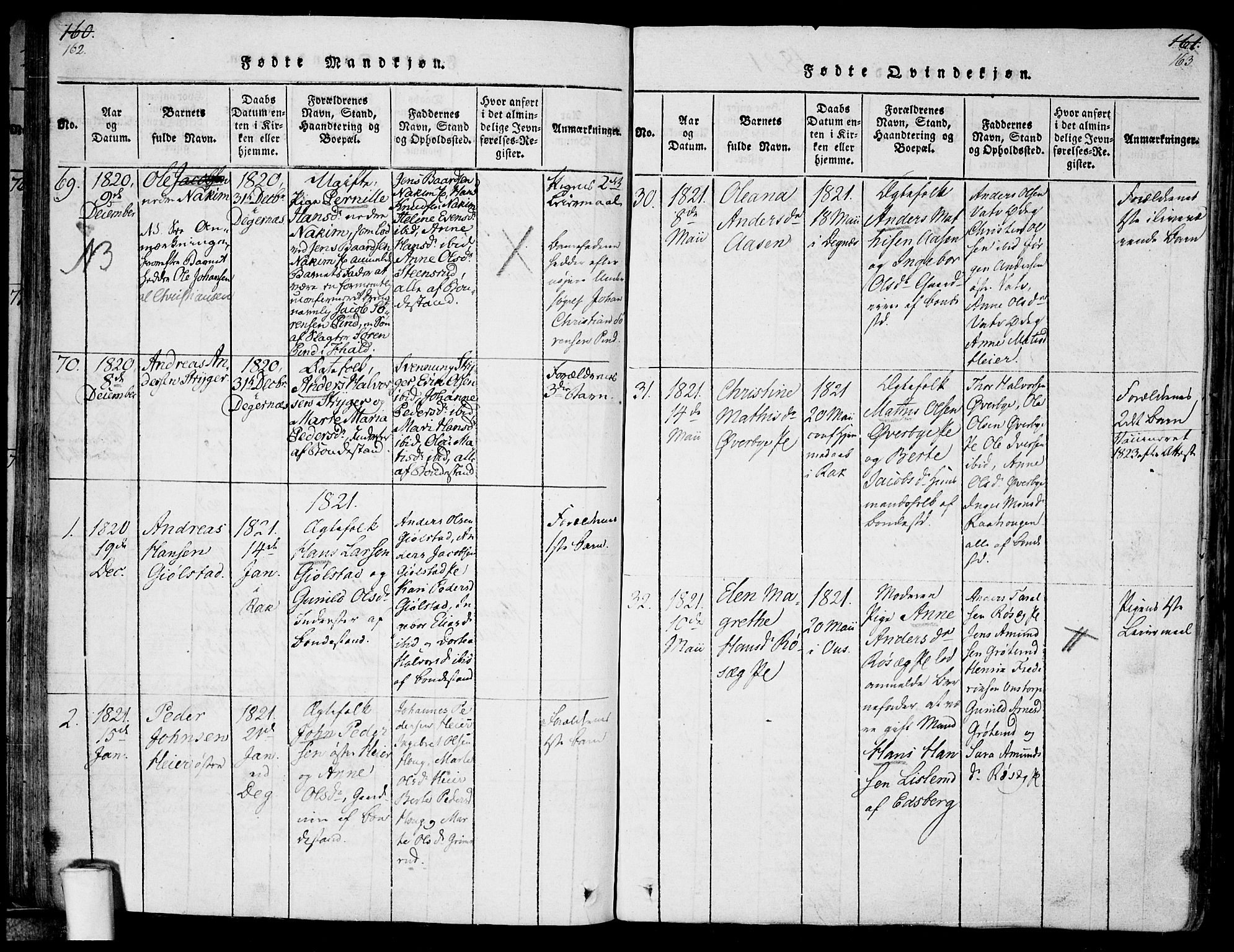 Rakkestad prestekontor Kirkebøker, AV/SAO-A-2008/F/Fa/L0006: Parish register (official) no. I 6, 1814-1824, p. 162-163