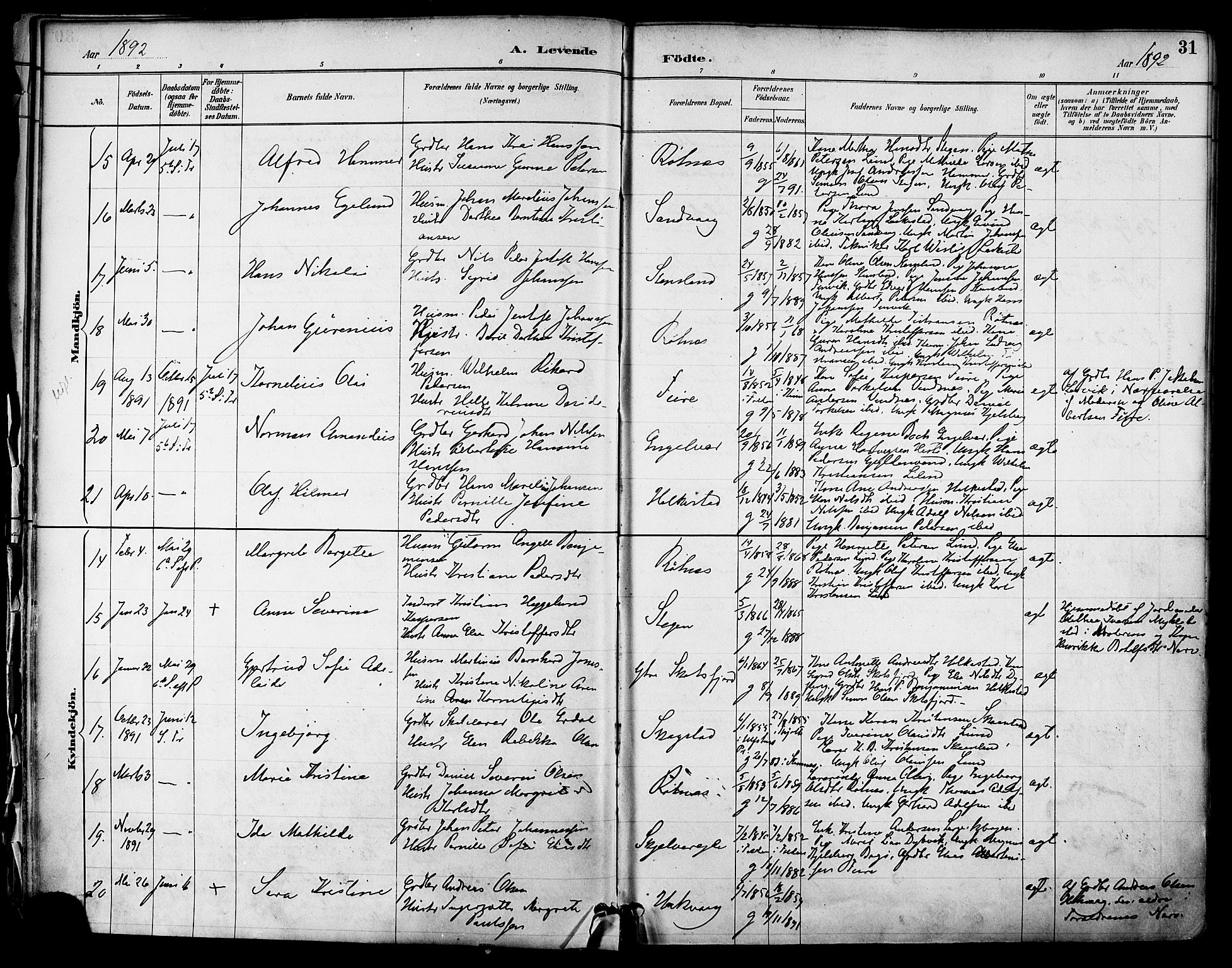 Ministerialprotokoller, klokkerbøker og fødselsregistre - Nordland, AV/SAT-A-1459/855/L0803: Parish register (official) no. 855A11, 1887-1905, p. 31