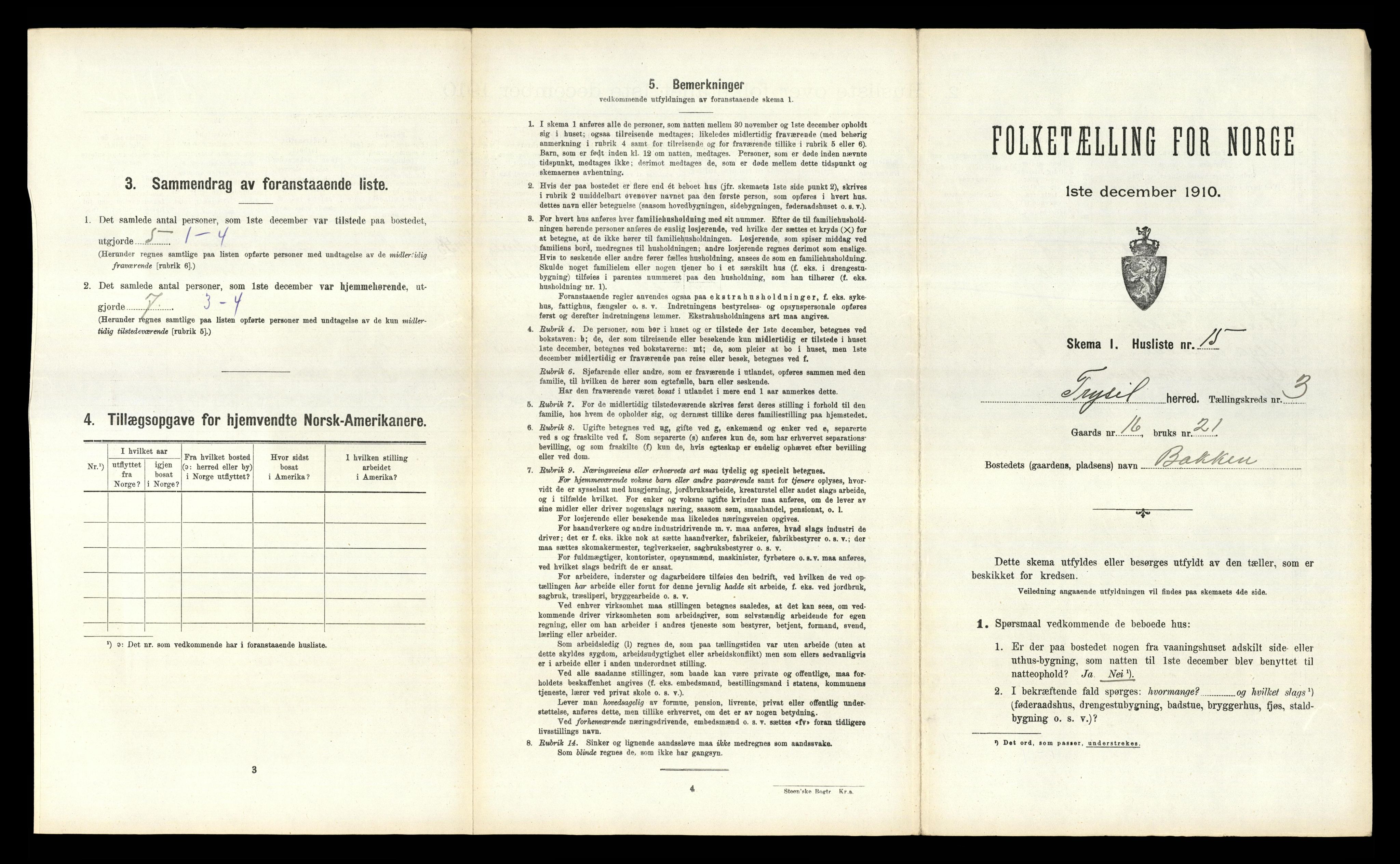 RA, 1910 census for Trysil, 1910, p. 341
