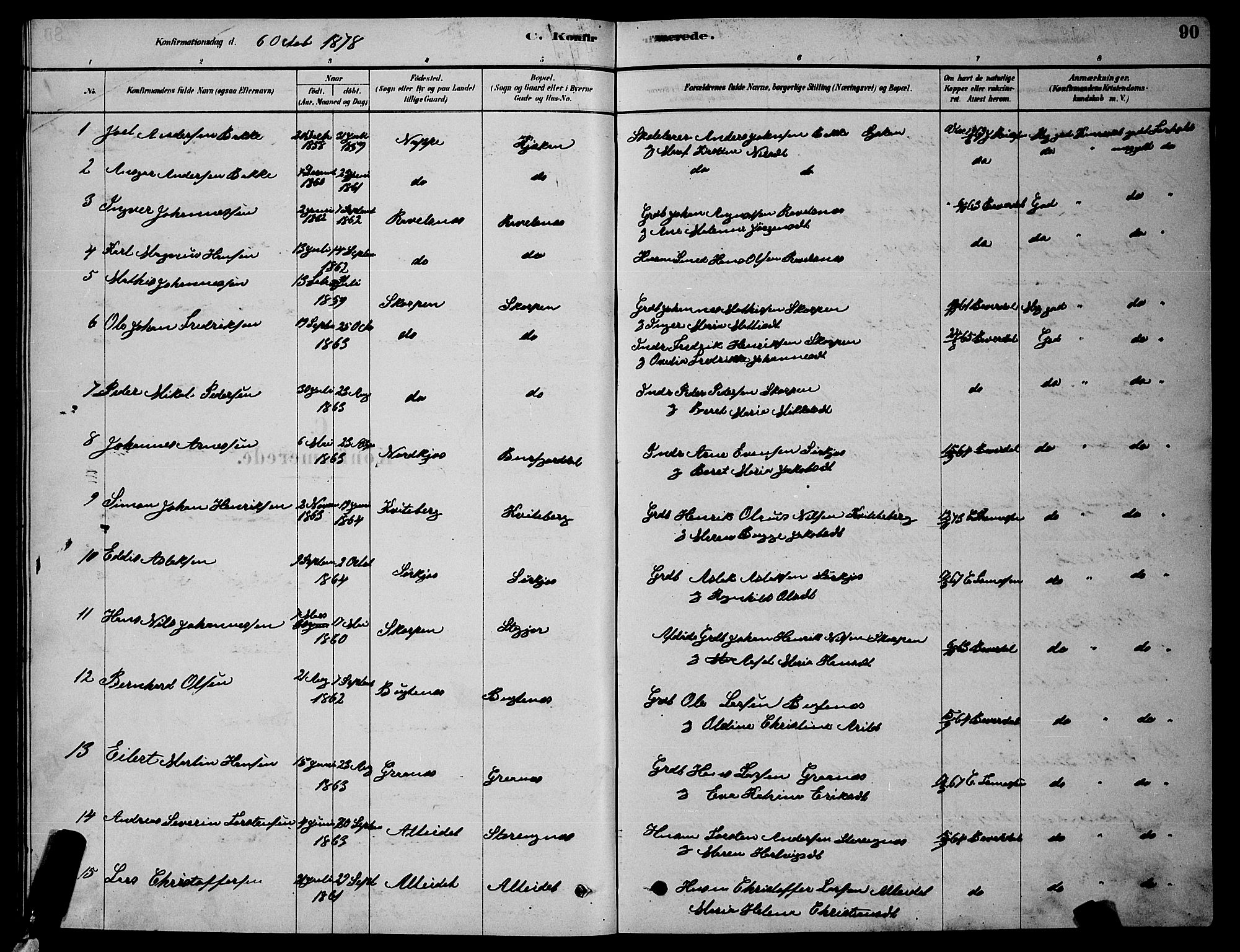 Skjervøy sokneprestkontor, AV/SATØ-S-1300/H/Ha/Hab/L0015klokker: Parish register (copy) no. 15, 1878-1890, p. 90