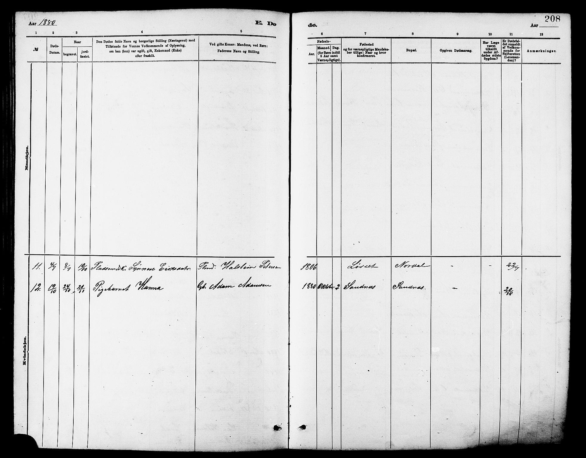 Ministerialprotokoller, klokkerbøker og fødselsregistre - Møre og Romsdal, AV/SAT-A-1454/502/L0027: Parish register (copy) no. 502C01, 1878-1908, p. 208