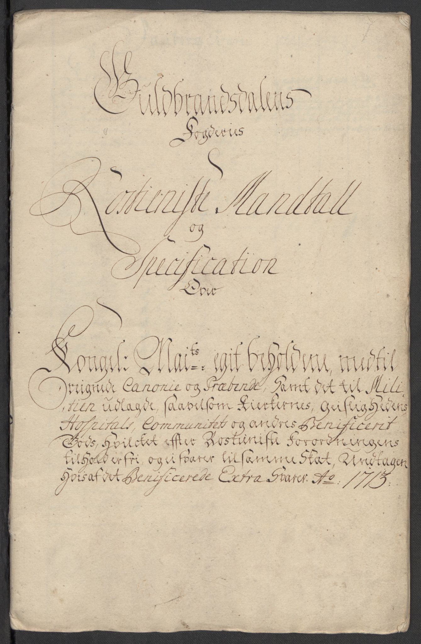 Rentekammeret inntil 1814, Reviderte regnskaper, Fogderegnskap, RA/EA-4092/R17/L1182: Fogderegnskap Gudbrandsdal, 1713, p. 285