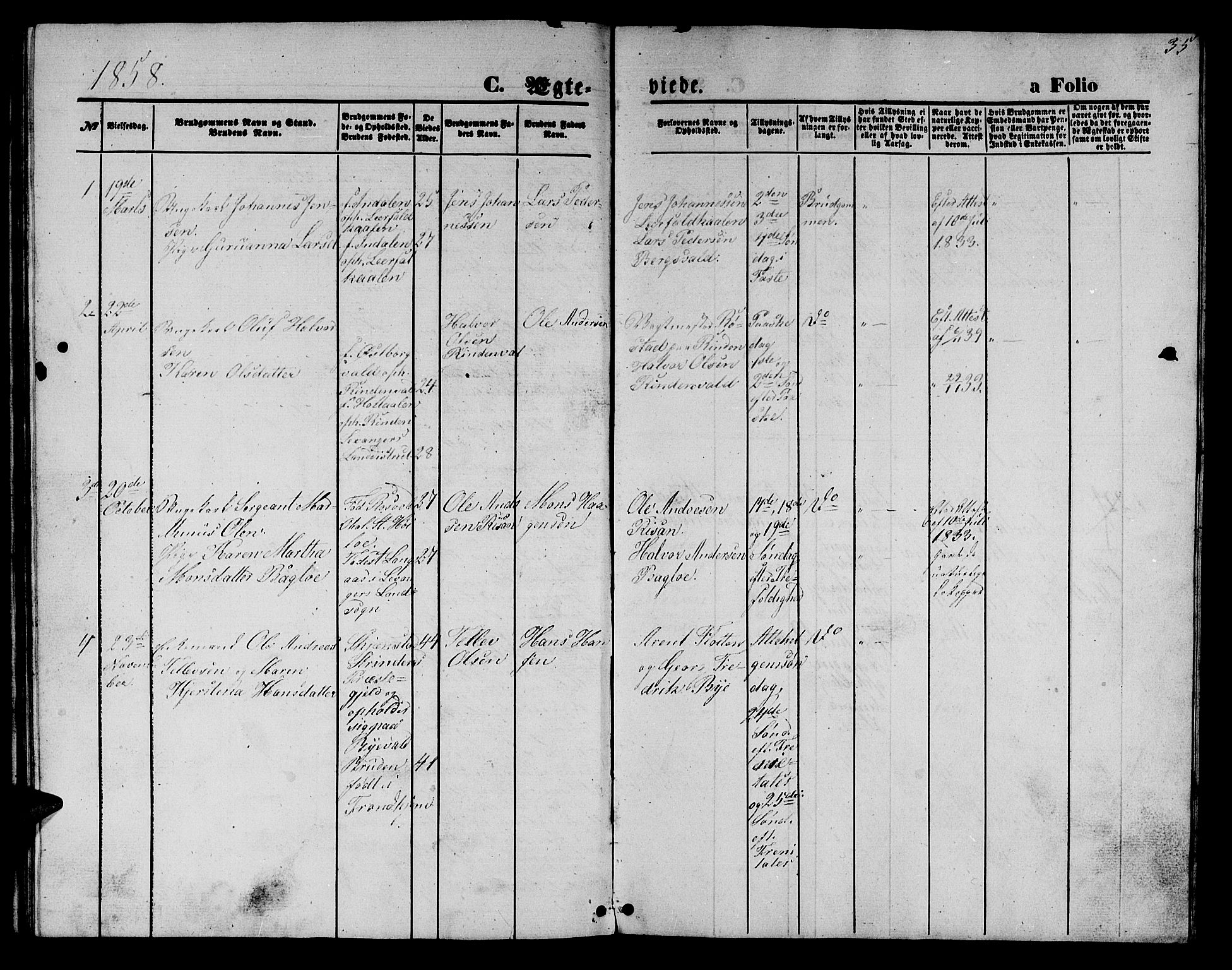 Ministerialprotokoller, klokkerbøker og fødselsregistre - Nord-Trøndelag, AV/SAT-A-1458/726/L0270: Parish register (copy) no. 726C01, 1858-1868, p. 35