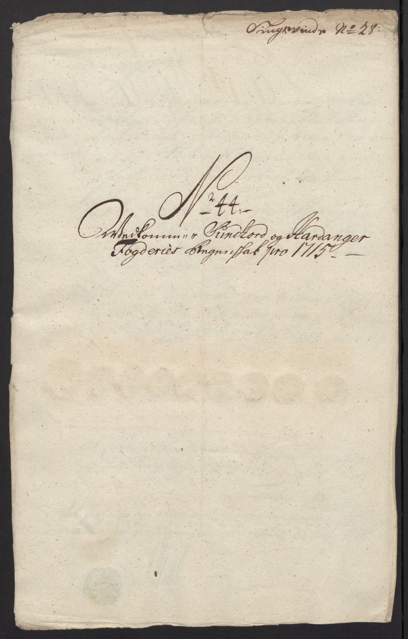 Rentekammeret inntil 1814, Reviderte regnskaper, Fogderegnskap, AV/RA-EA-4092/R48/L2991: Fogderegnskap Sunnhordland og Hardanger, 1715, p. 363